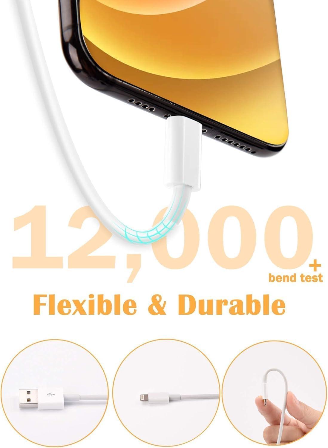 Susnwere 4 Pack [Apple MFi Certified] Apple Charging Cables 6ft, iPhone Chargers, Lightning Fast iPhone Charging Cord for iPhone 12/11/11Pro/11Max/ X/XS/XR/XS Max/8/7, ipad(White) - Image 6