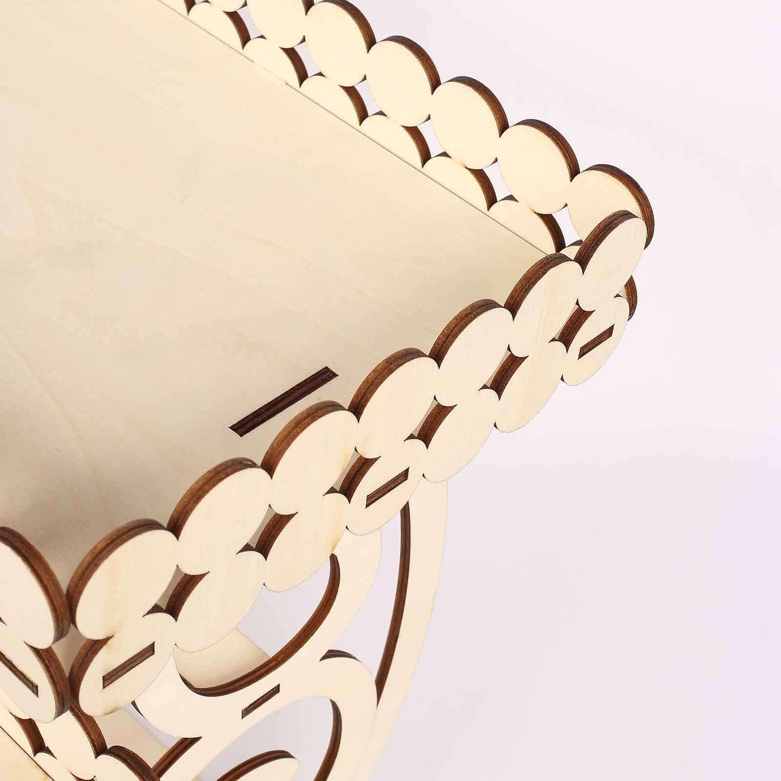 Efavormart 3-Tier 22" Natural Wooden Laser Cutout Dessert Serving Platter Display, Rectangular Cupcake Stand Mini Cake Tray - Image 9