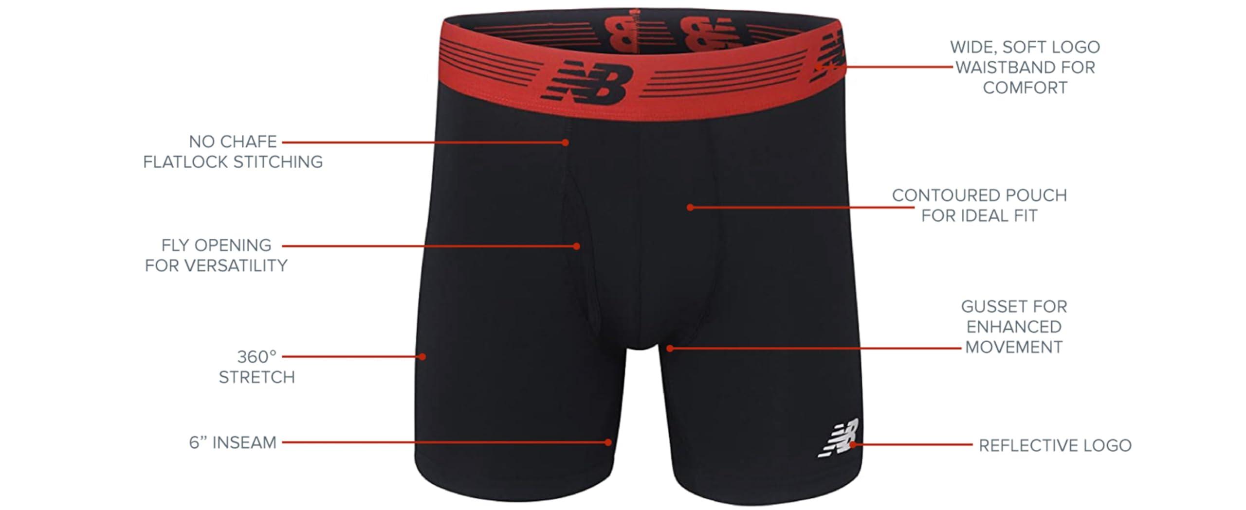 New Balance Men's Performance Boxer Briefs with Fly, Breathable Stretch Underwear, Moisture Wicking, Soft Waistband (3 Pack) - Image 6
