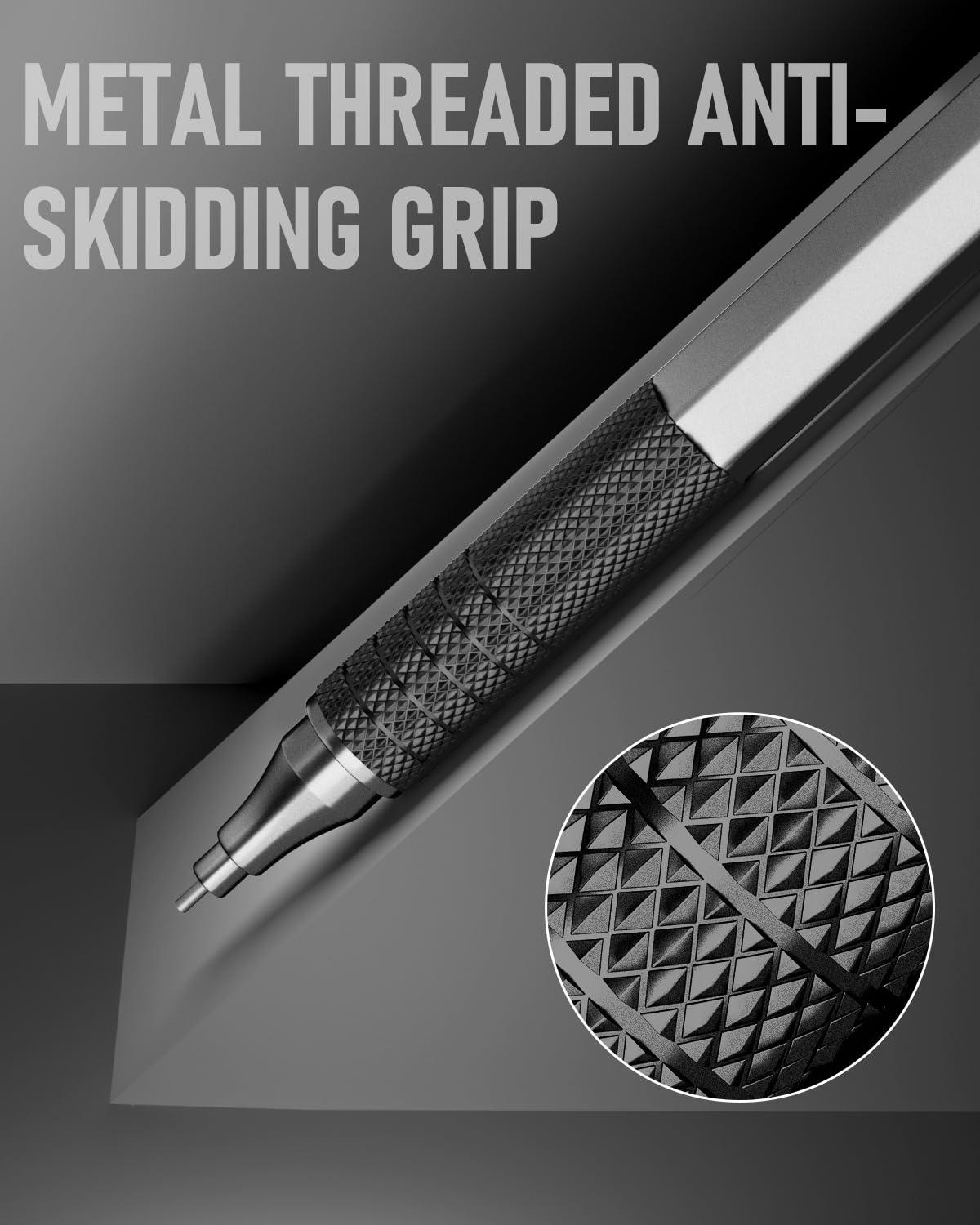 Four Candies Mechanical Graphite Pencil Set, 3pcs Black Metal Pencils with Anti-Skid Grip, Ideal for Artists, Professionals, Teachers and Students - Image 6