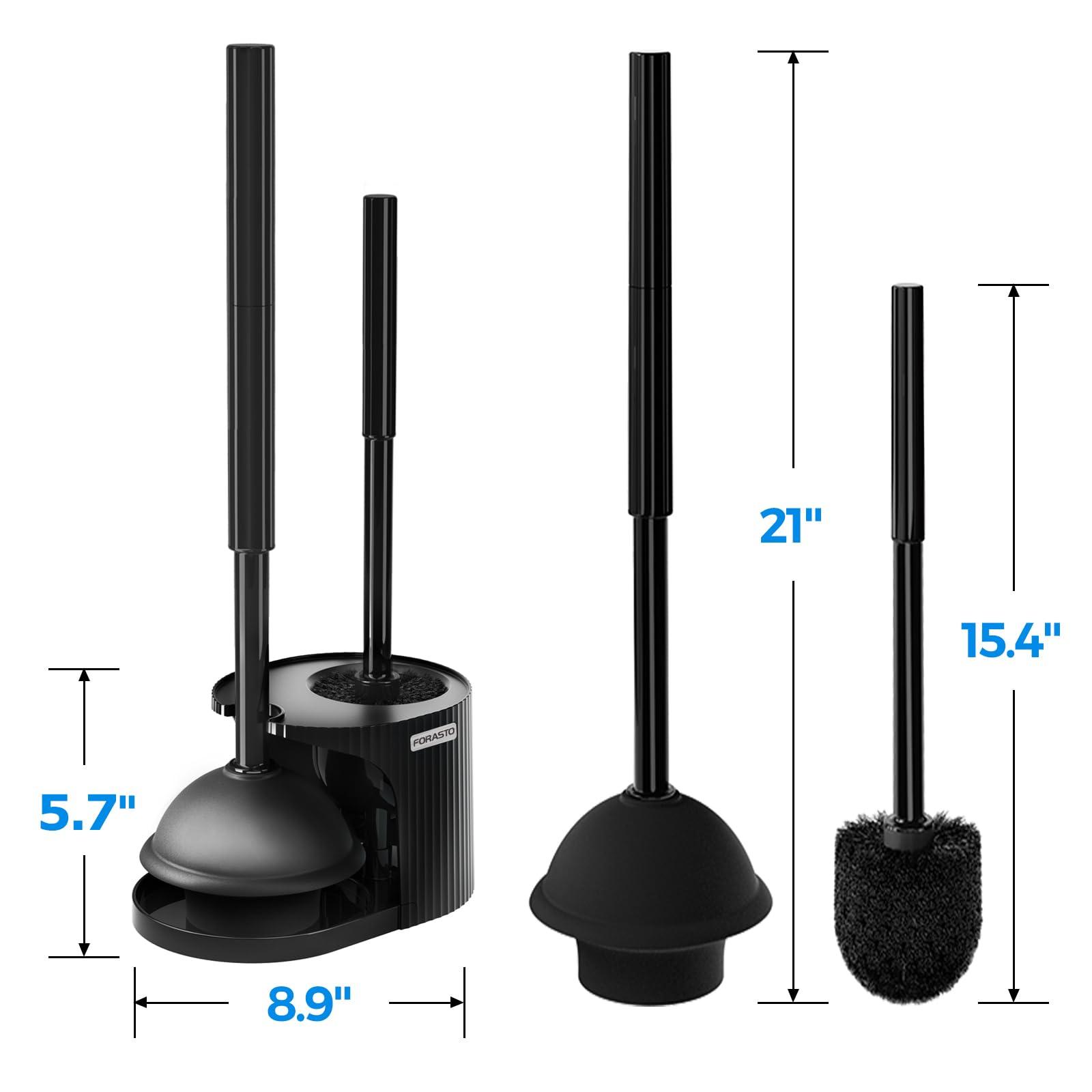 FORASTO 2 in 1 Toilet Plunger and Brush Set，Extended Handle Plunger，Toilet Bowl Brush Plunger Set,Bathroom Cleaning Tools ，Toilet Brush Plunger Combo，Cleaning Brush，Bathroom Cleaning Supplies - Image 2