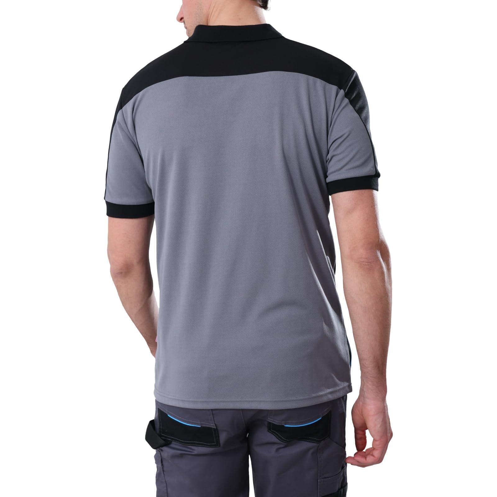 WORK IDEA Men's Polo Shirt Short Sleeve Breathable Work Shirts Golf Polo Tennis T-Shirt Tops - Image 5