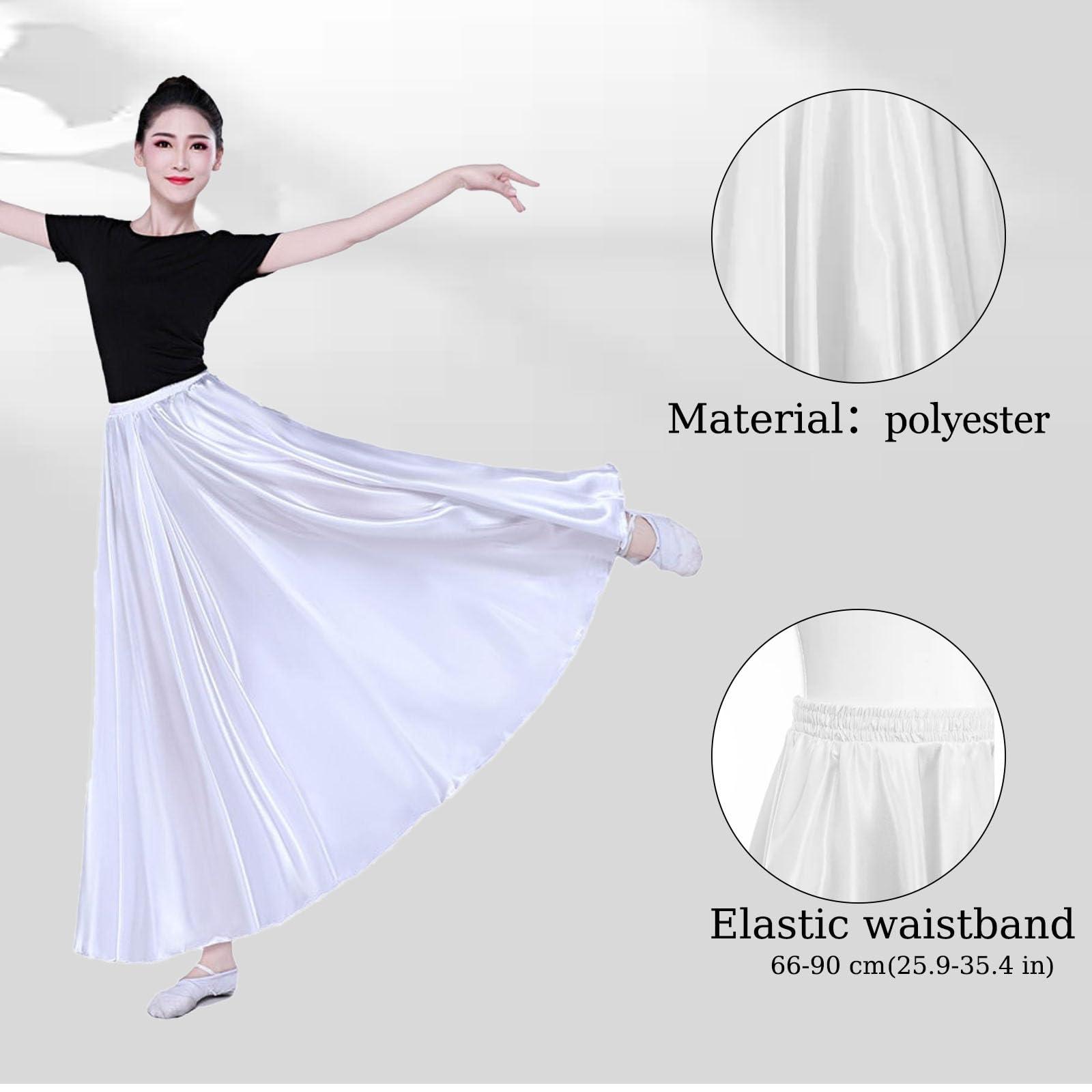 Women Satin Full Circle Ankle Length Swing Long Skirt Belly Dance Costume for Stage Performance - Image 2