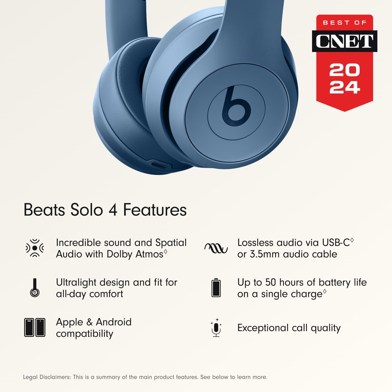 Beats Solo 4 - Wireless Bluetooth On-Ear Headphones, Apple & Android Compatible, Up to 50 Hours of Battery Life - Slate Blue - Image 2