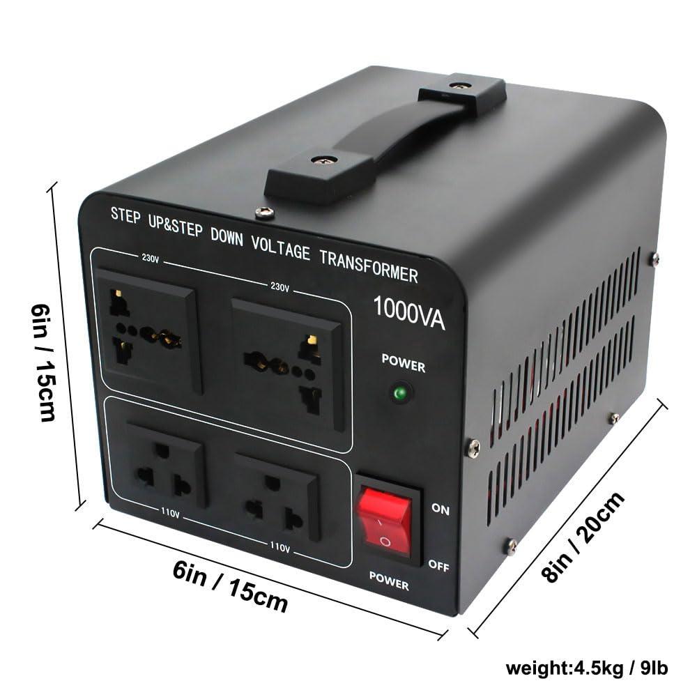 Yinleader 1000W Voltage Converter Transformer(110V to 220V OR 220V to 110V) 1000 Watt Step Up/Down Converter 110/120 Volt - 220/240 Volt w/US Power Cord,Circuit Breaker Protection (VTUS-1000) - Image 7
