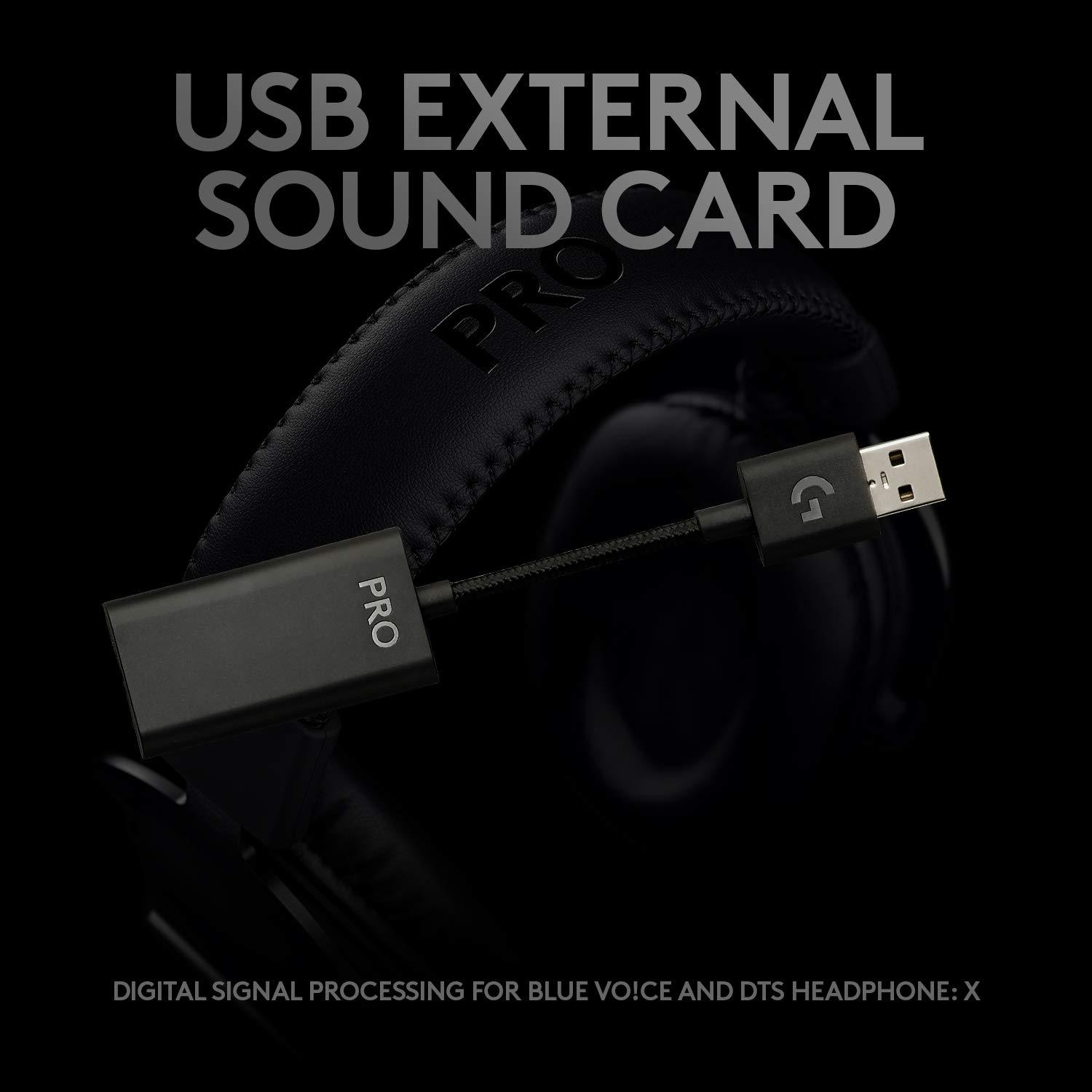 Logitech G Pro X Wired Gaming Headset: Blue VO!CE Detachable Boom Mic, DTS 7.1, 50 mm Drivers, USB/3.5mm Aux, Spare Memory Foam Ear Pads, USB DAC & Bag Included, for PC, Xbox, PS5, PS4 - Black - Image 7