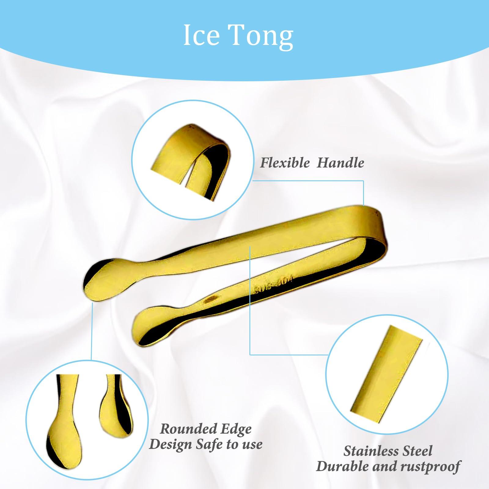15PCS Mini Tongs for Serving, Ice Tong Stainless Steel Gold Tongs, 4.25Inch Small Sugar Tong, Kitchen Tong Mini Serving Utensils for Appetizers, Charcuterie, Gold Utensil for Dessert Table, Tea Party - Image 4