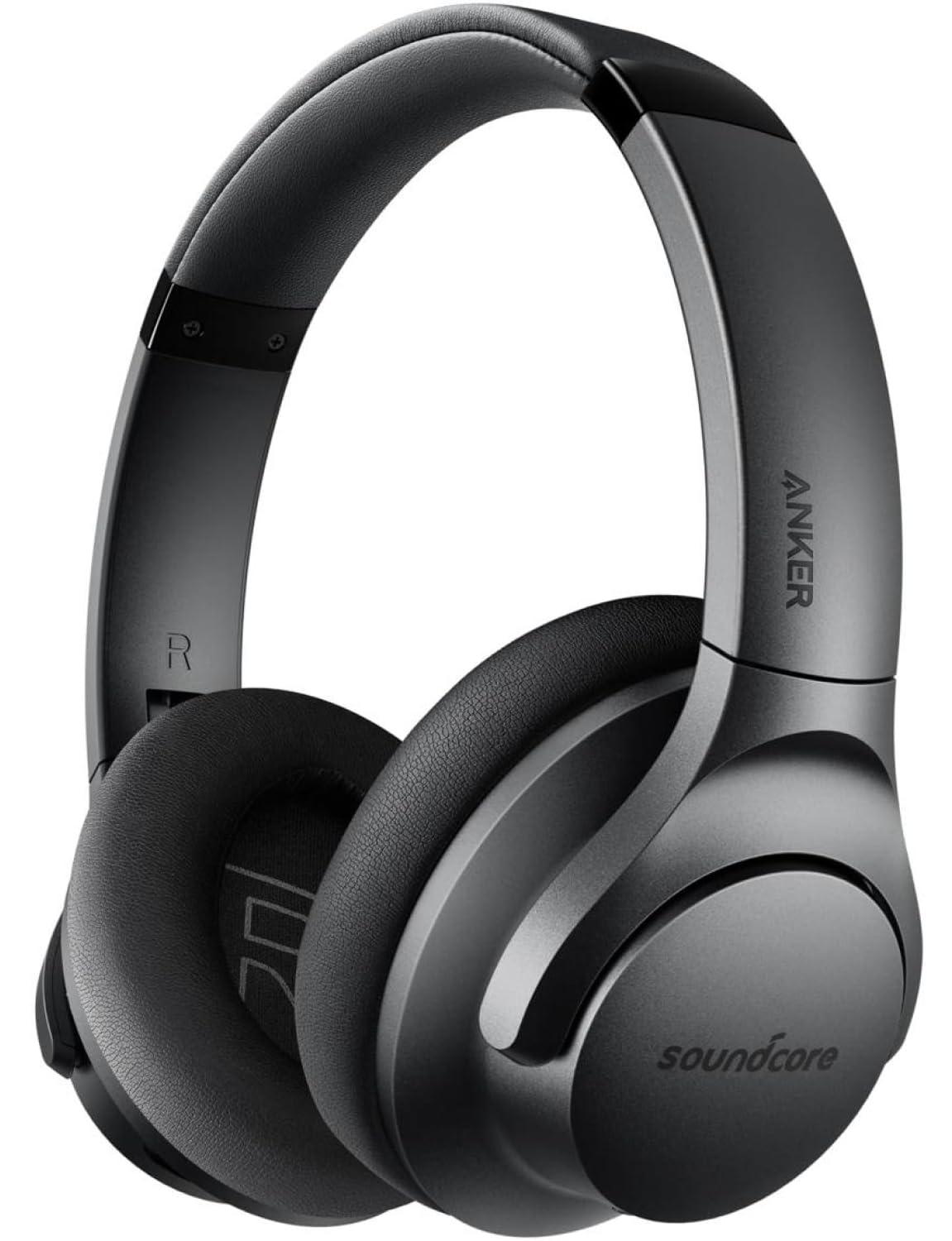 Soundcore Anker Life Q20 Hybrid Active Noise Cancelling Headphones, Wireless Over Ear Bluetooth Headphones, 70H Playtime, Hi-Res Audio, Deep Bass, Memory Foam Ear Cups, Travel, Office