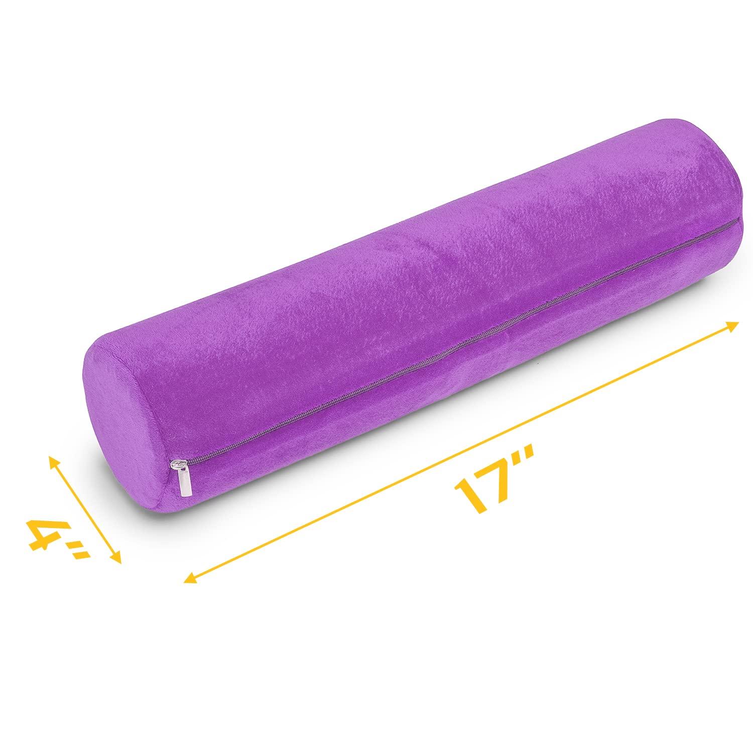 AllSett Health Cervical Neck Roll Memory Foam Pillow, Bolster Pillow, Round Neck Pillows Support for Sleeping | Bolster Pillow for Bed, Legs, Back and Yoga, Purple Washable Cover - Image 2