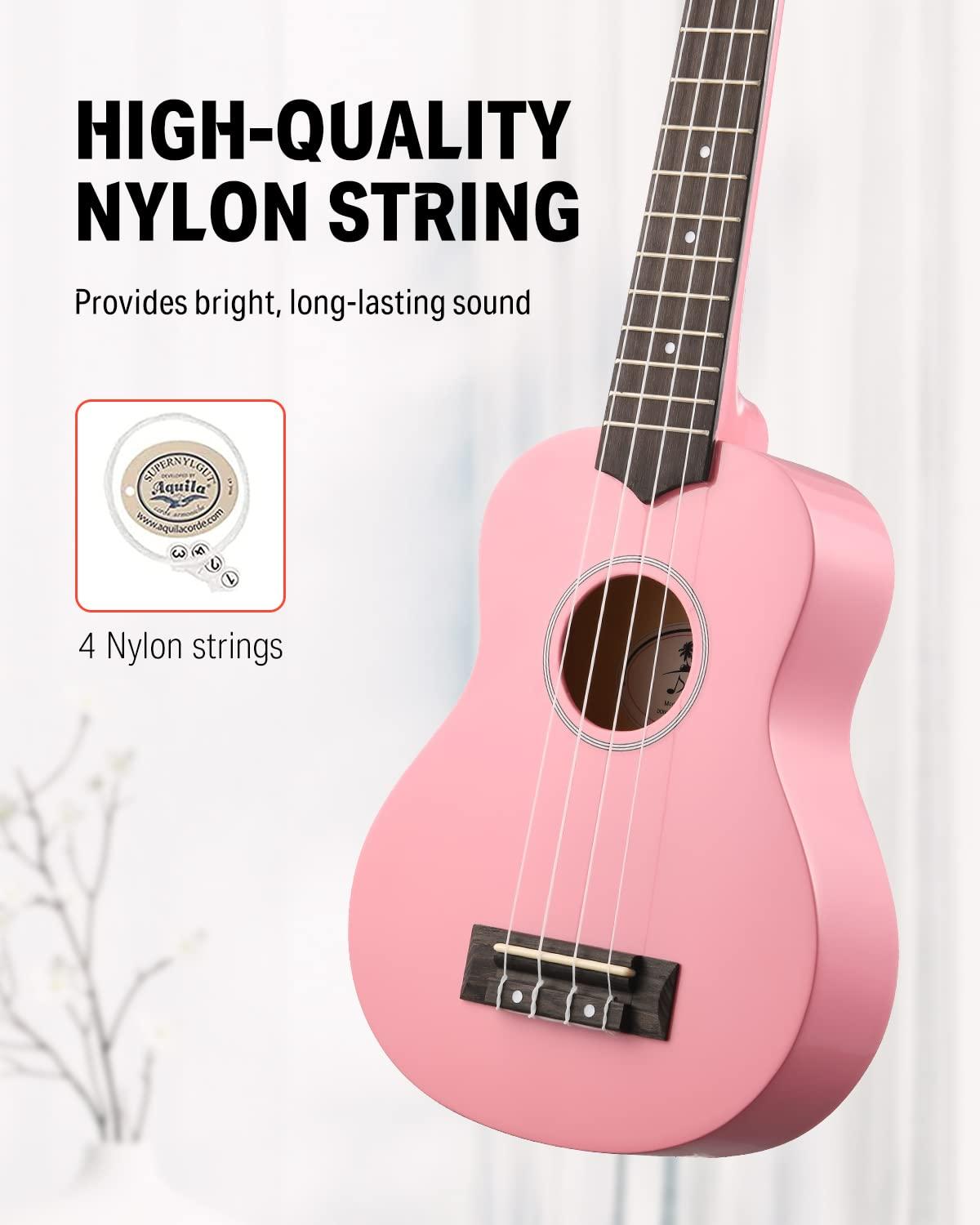Donner Soprano Ukulele for Beginners 21 Inch Ukelele Starter Bundle Kit with Free Online Lessons Bag Strap String Tuner Picks Cloth Ukalalee Yukalalee (Pink) - Image 5