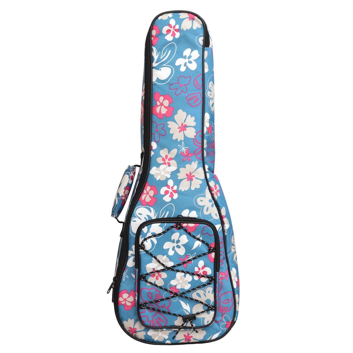 MUINS Ukulele Bag,21 23 26 30 Durable Colorful Ukelele Case with Thicker Pad For Soprano Concert Tenor Uke with Double Adjustable Straps, Storage and Handle (Light Blue Flower, 26 Inch) - Image 1