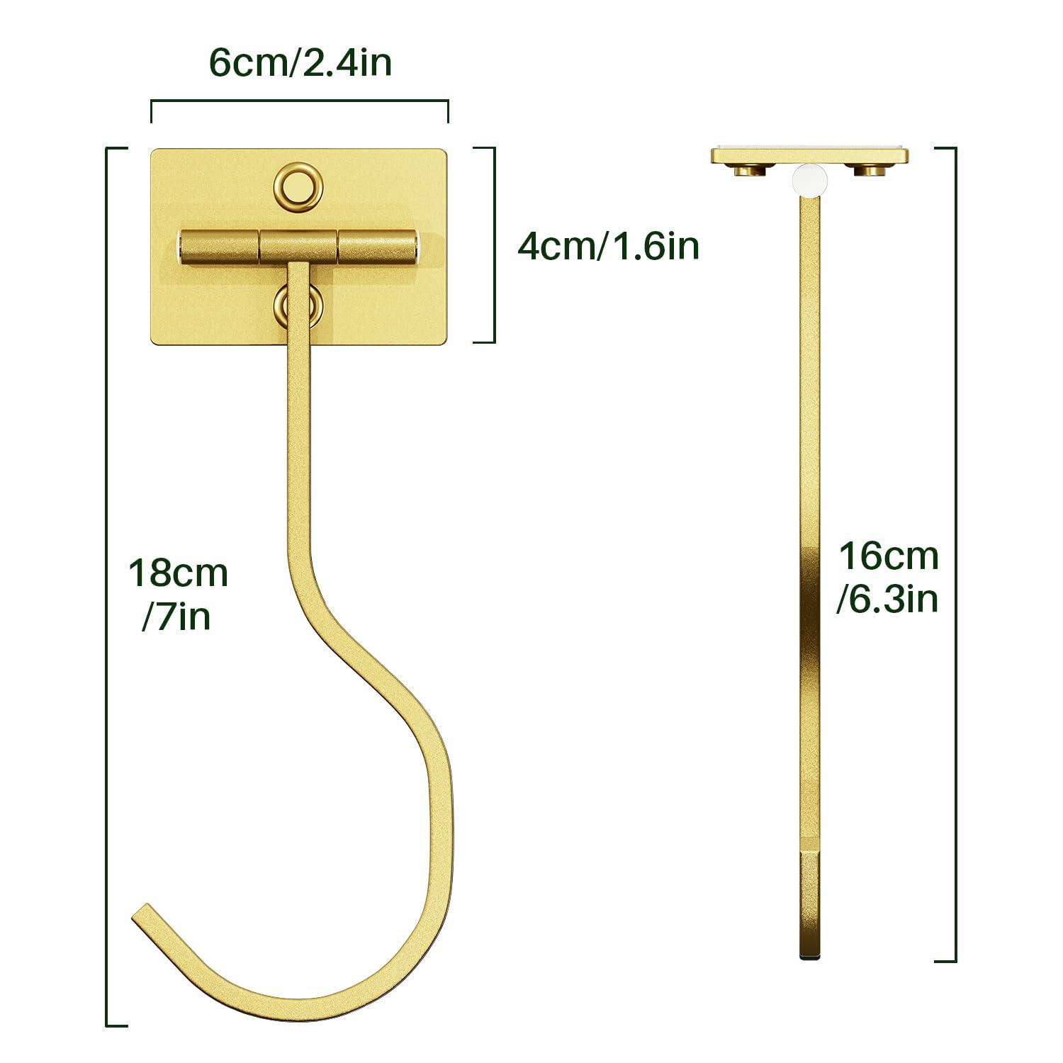 2-Pack Self Adhesive Banana Hook, Metal Banana Hanger Hook,Under Cabinet Hook For Bananas Or Other Kitchen Items, Foldable Banana Hook, Folds Up With Magnets When Not In Use, Keep Bananas Fresh,Gold - Image 2