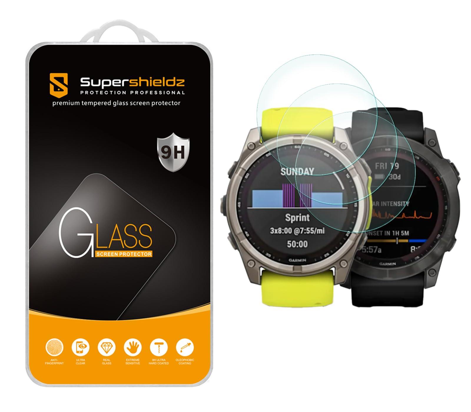 Supershieldz (3 Pack) Designed for Garmin Fenix 8 (Solar/Amoled) 51mm / Garmin Fenix 7X/7X Pro (Solar/Sapphire Solar) / Epix Pro (51mm) Tempered Glass Screen Protector, Anti Scratch, Bubble Free