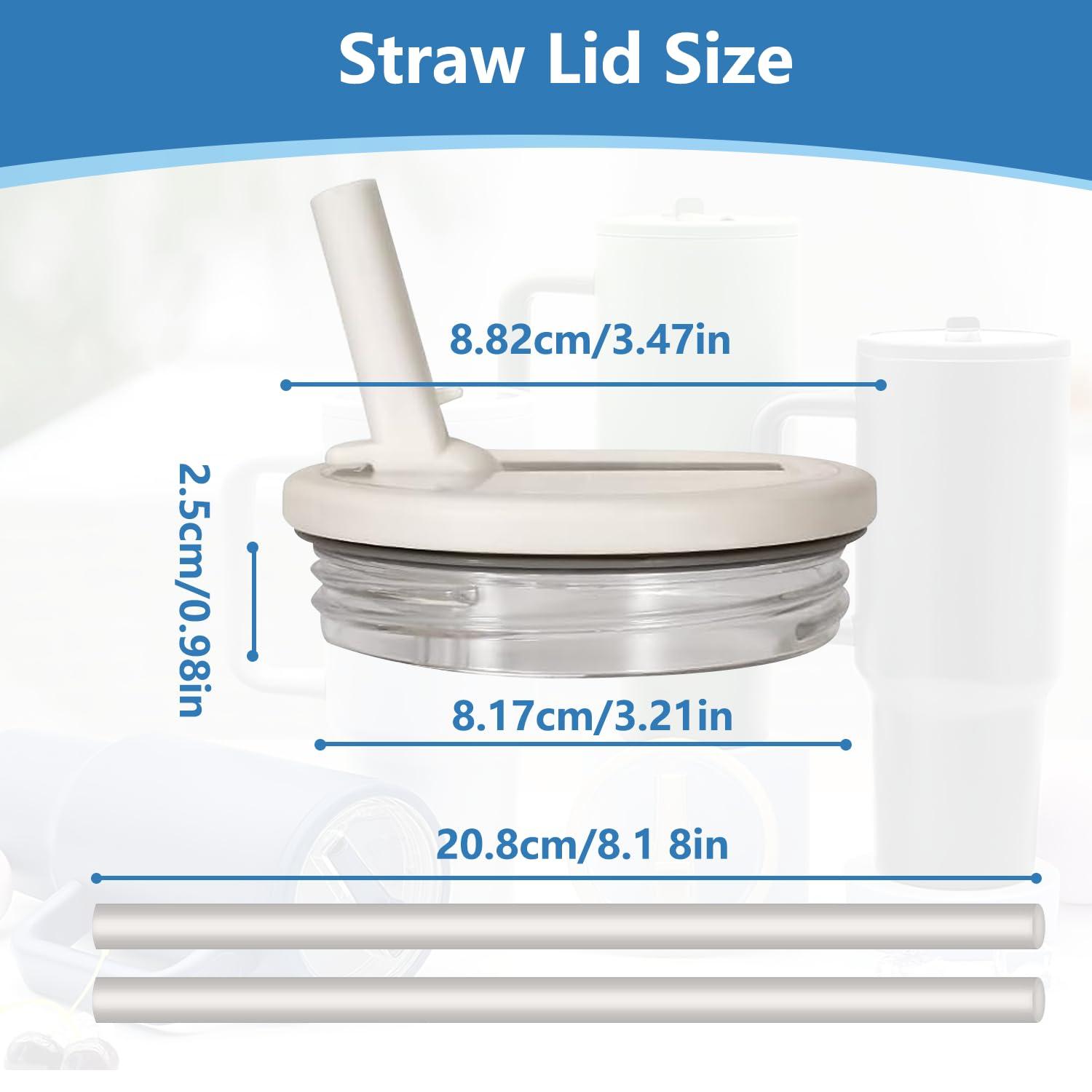 2 Pack 40 oz Tumbler Flip Straw Lid for Stanley Quencher Leak Proof Lid Replacement for Stanley H2.0 Flow State Tumbler, Spill Proof Reusable Lid for Stanley Tumbler Cup (Blue+Cream, 30 oz) - Image 2