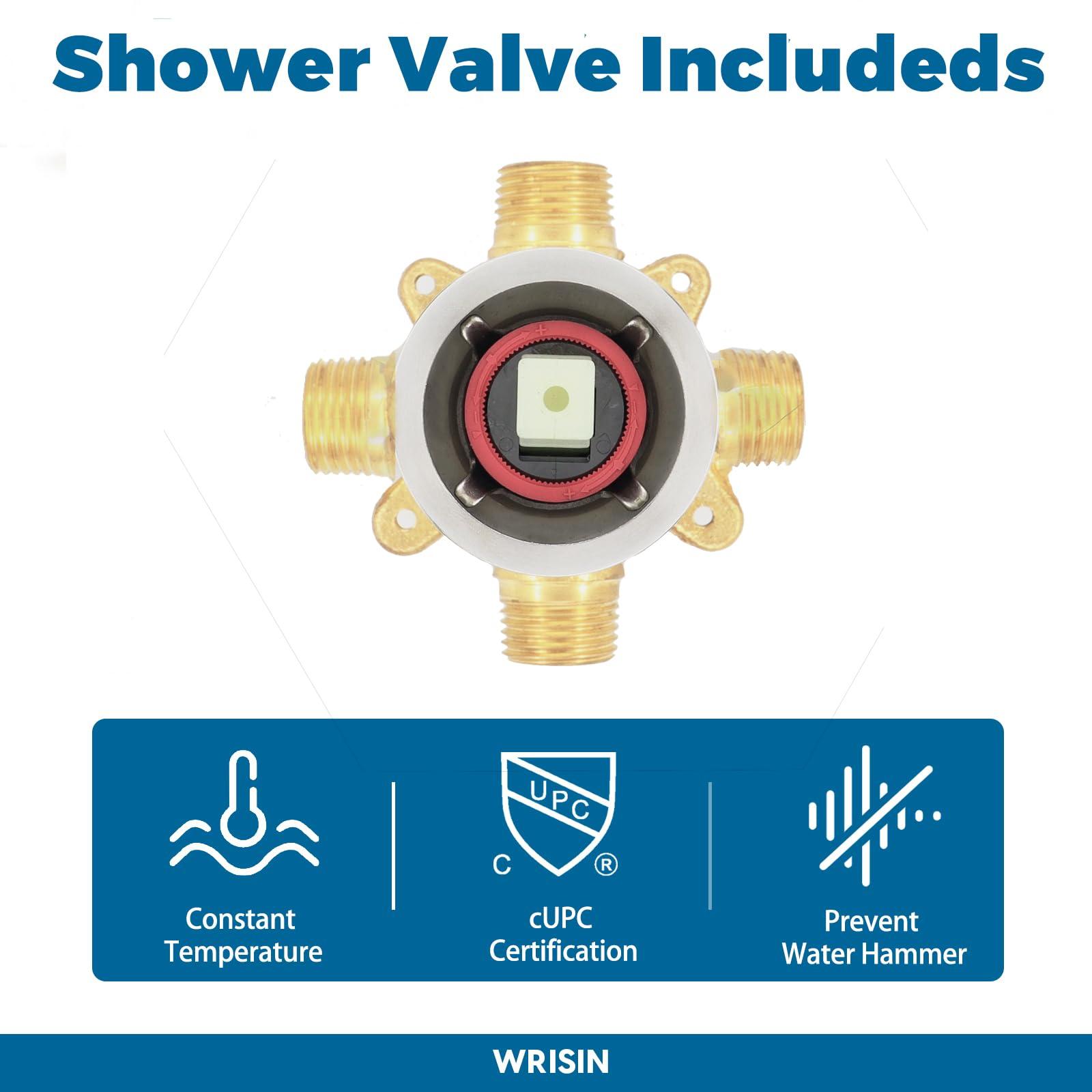 WRISIN Black Shower Faucet Set with Tub Spout, Black Shower Head and Handle Set, Bathtub Faucet Set with 6 Inch High-Pressure Rain Showerhead - Image 5