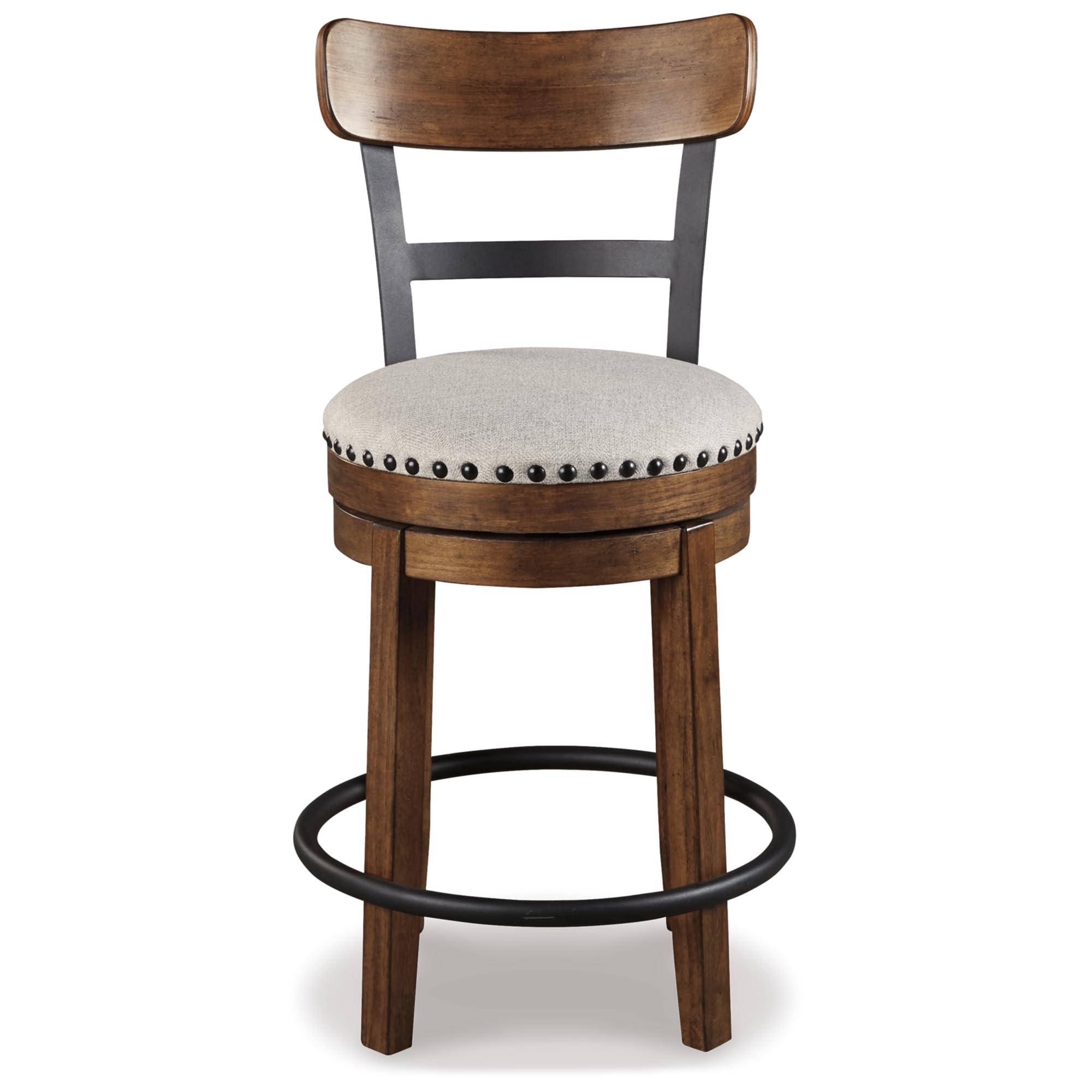 Signature Design by Ashley Valebeck Rustic Farmhouse 24.5” Counter Height Swivel Bar Stool, Brown - Image 4