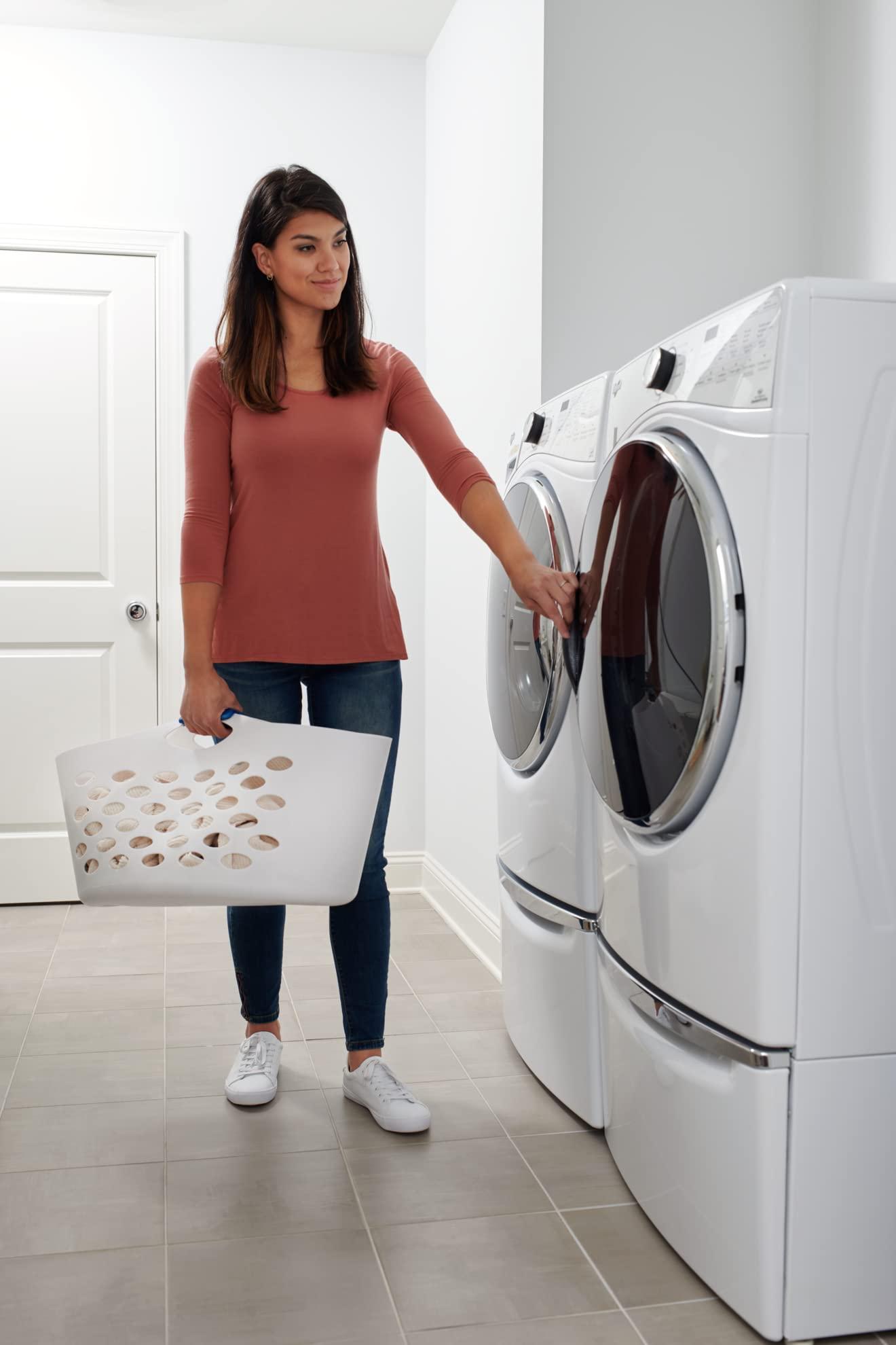 Rubbermaid 1.5 Bushel Capacity Durable Versatile Flex N Carry Portable Flexible Laundry Basket With Convenient Carrying Handles, White, Organization and Storage for Laundry/Garage/Home - Image 11