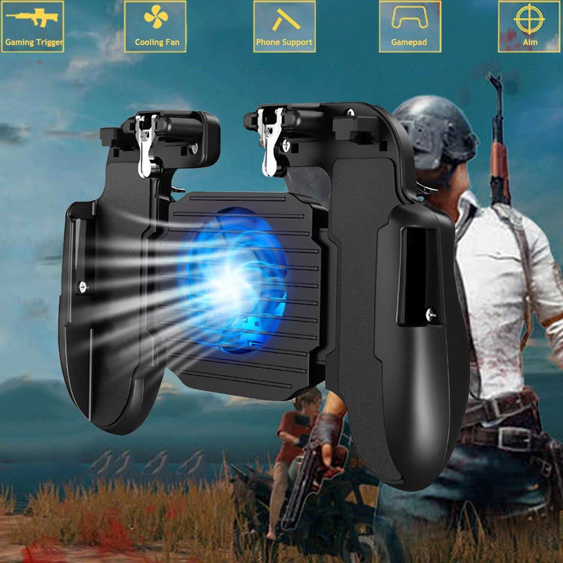 Ytuomzi Mobile Game Controller with Cooling Fan for Fortnite PUBG,Smartphone Game L1R1 Triggers Controller Joystick Gamepad w/Aim and Fire Buttons for 4.7-6.5" Android iOS iPhone