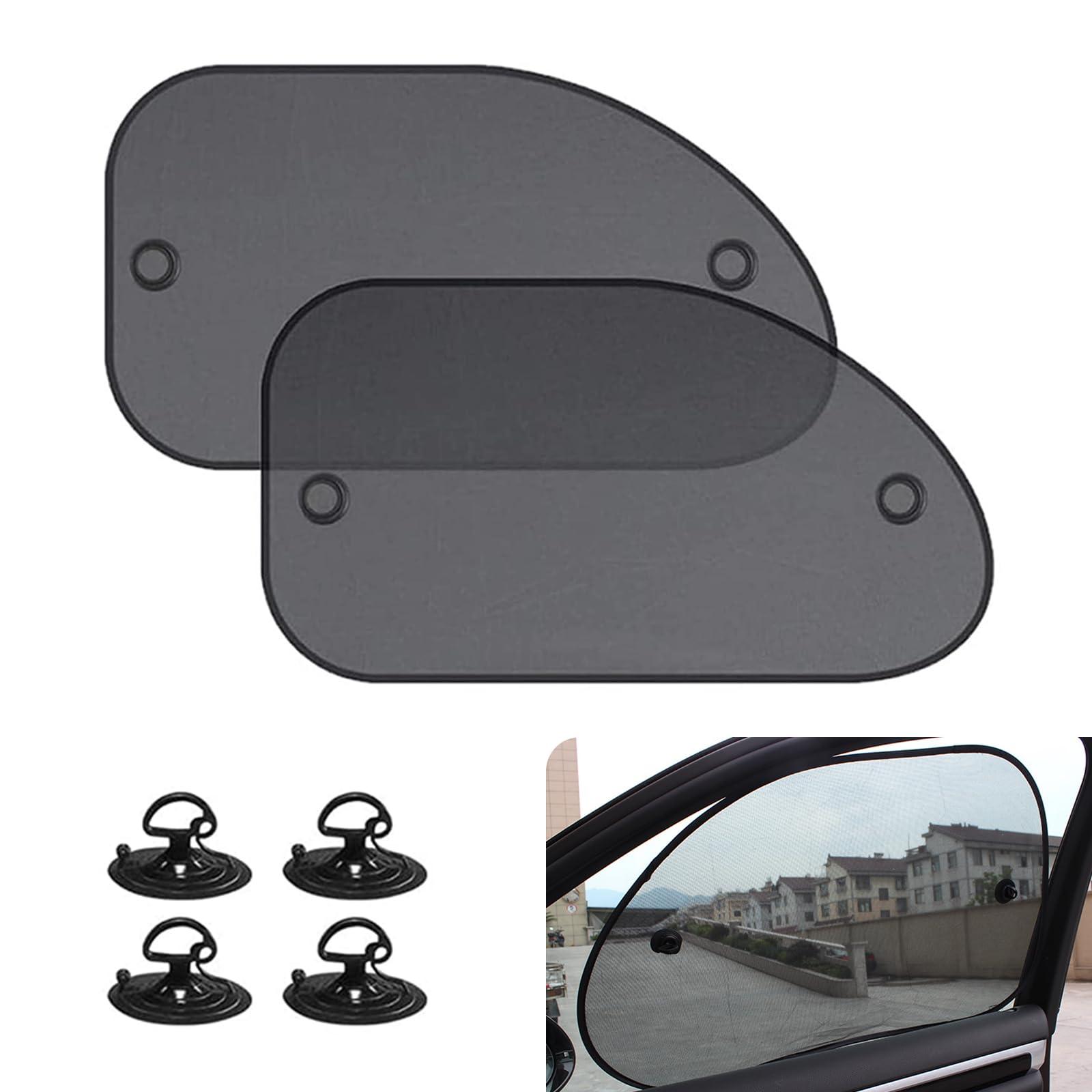 Tesnaao 2 PCS Car Side Window Sun Shade with Suction Cup, 26In x 15In Vehicle Window Covers, Universal Automotive Window Thermal Protectors Accessories for Truck SUV Car (Black)
