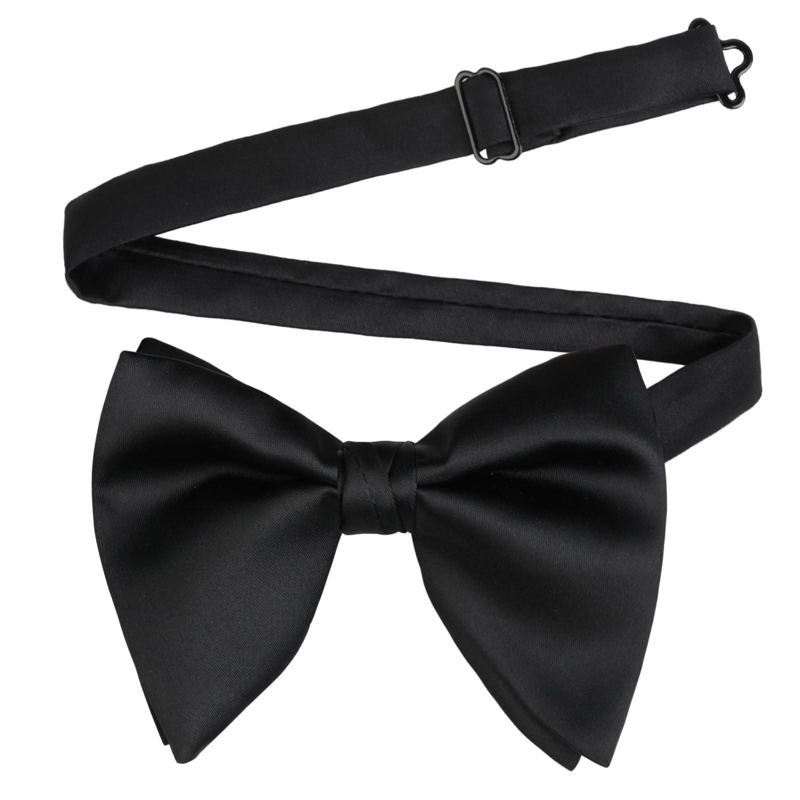 Alizeal Velvet Pre-tied Adjustable Bow Tie for Men Oversize Formal Solid Tuxedo Bowtie - Image 3