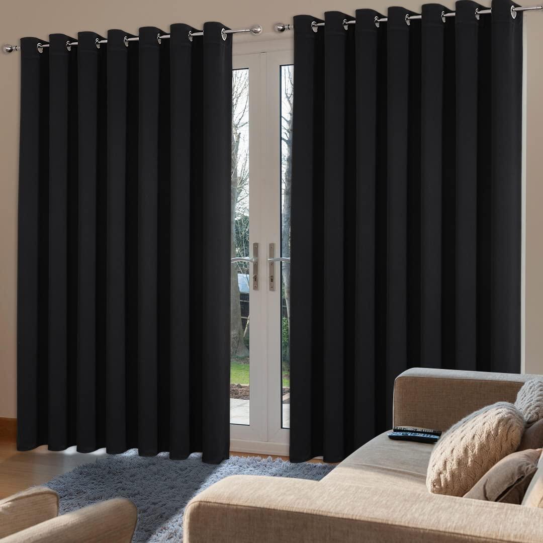 Joydeco Blackout Room Divider Curtains for Sliding Glass Doors 84 Inches Long 1 Panel, Extra Wide Sliding Door Curtains for Doorway Patio Bedroom Living Room (Black, 100Wx84L) - Image 3