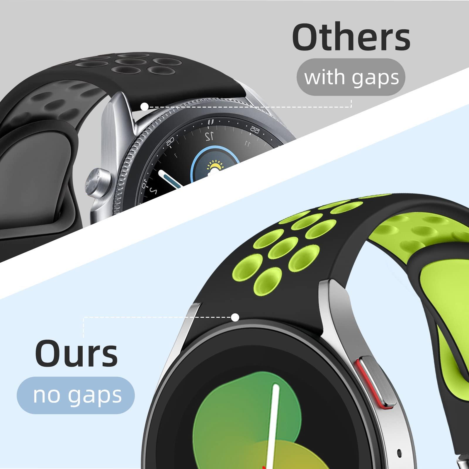 6 PACK No Gap Bands Only Compatible with Samsung Galaxy Watch 7/6/5/4 Band 40mm 44m/Watch 6 Classic 43mm 47mm/Galaxy Watch 5 Pro 45mm/4 Classic 42mm 46mm, 20mm Soft Silicone Sport Bands for Women Men - Image 5