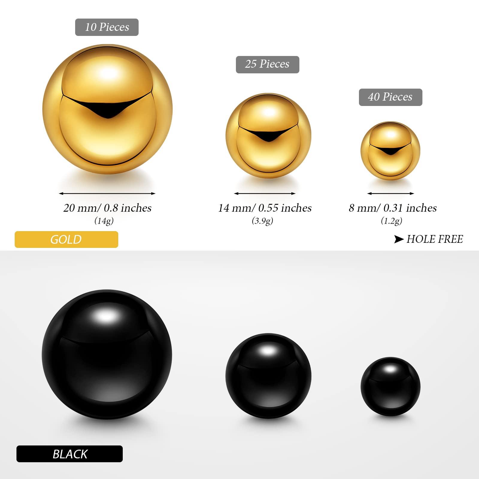 150 Pieces Vase Filler Faux Pearls Vase Makeup Beads No Hole Gloss Bead Mixed Sizes Round Pearl for Home Party Wedding Decor, 8/14/20 mm(Gold, Black) - Image 3
