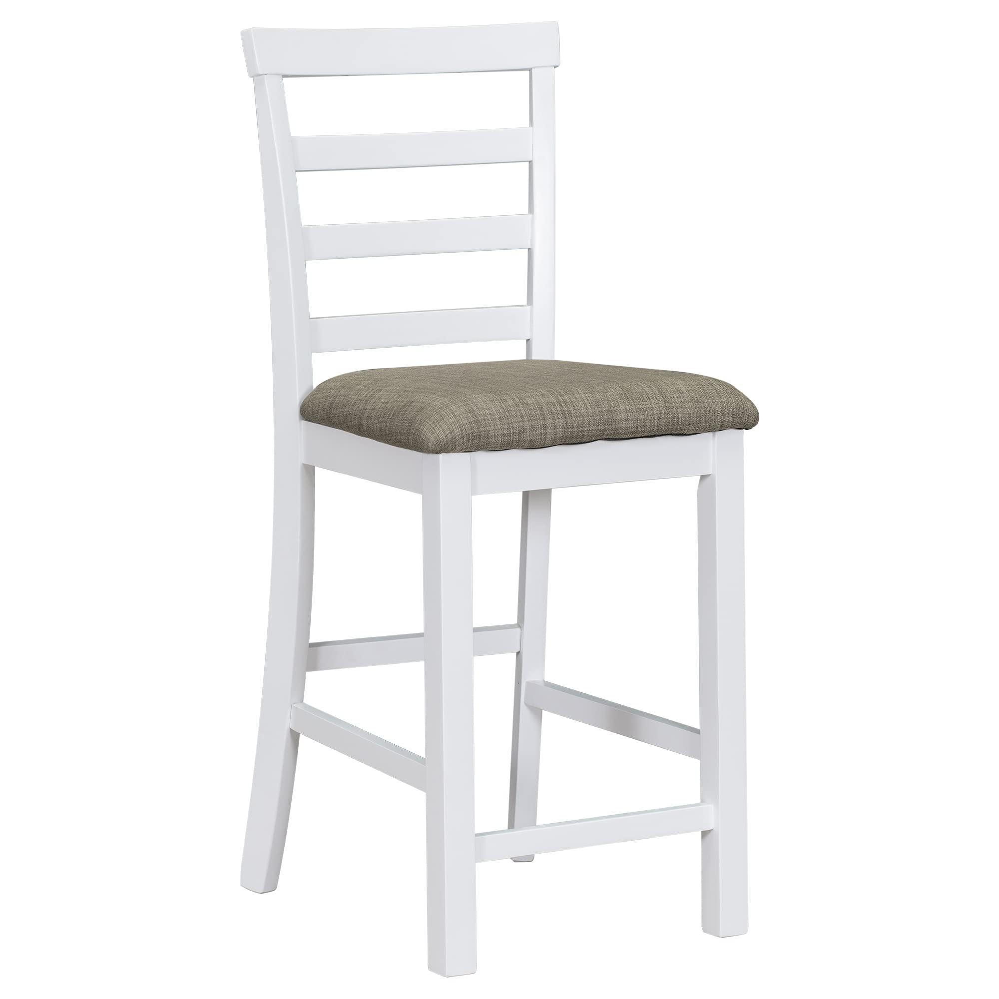 LUMISOL Farmhouse Rustic Kitchen Dining Room Table Set with Chairs for Small Space Table with Wine Rack and Wineglass Holder and Upholstered Chair with Highback, 5 Piece Dining Table Set - Image 7