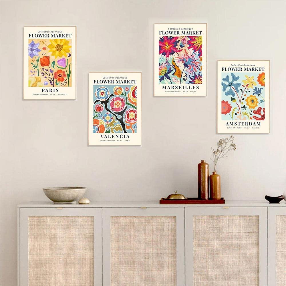 Canssape Set of 4 Flower Market Wall Art Prints - Colorful 8x10 Wall Pictures for Room Decor - Daisy Aesthetic Poster Prints (Unframed) - Image 5