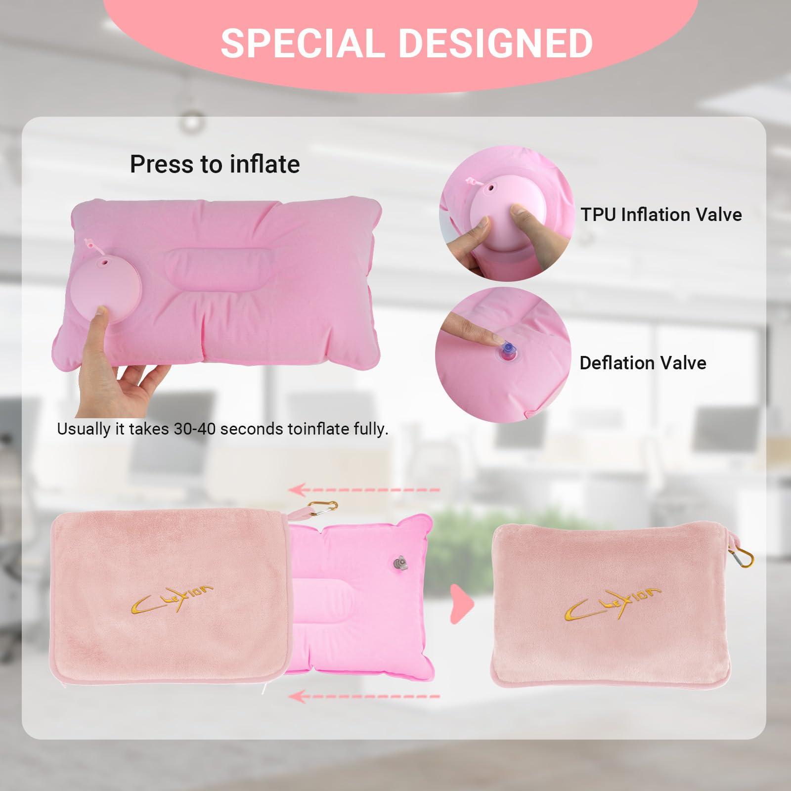 CLEXION 3 in 1 Travel Pillow and Blanket Set, Premium Soft 300 GSM Thick Airplane Blanket Compact with Bag for Long Trips Essentials, Hand Luggage Sleeve and Backpack Clip (Pink) - Image 6