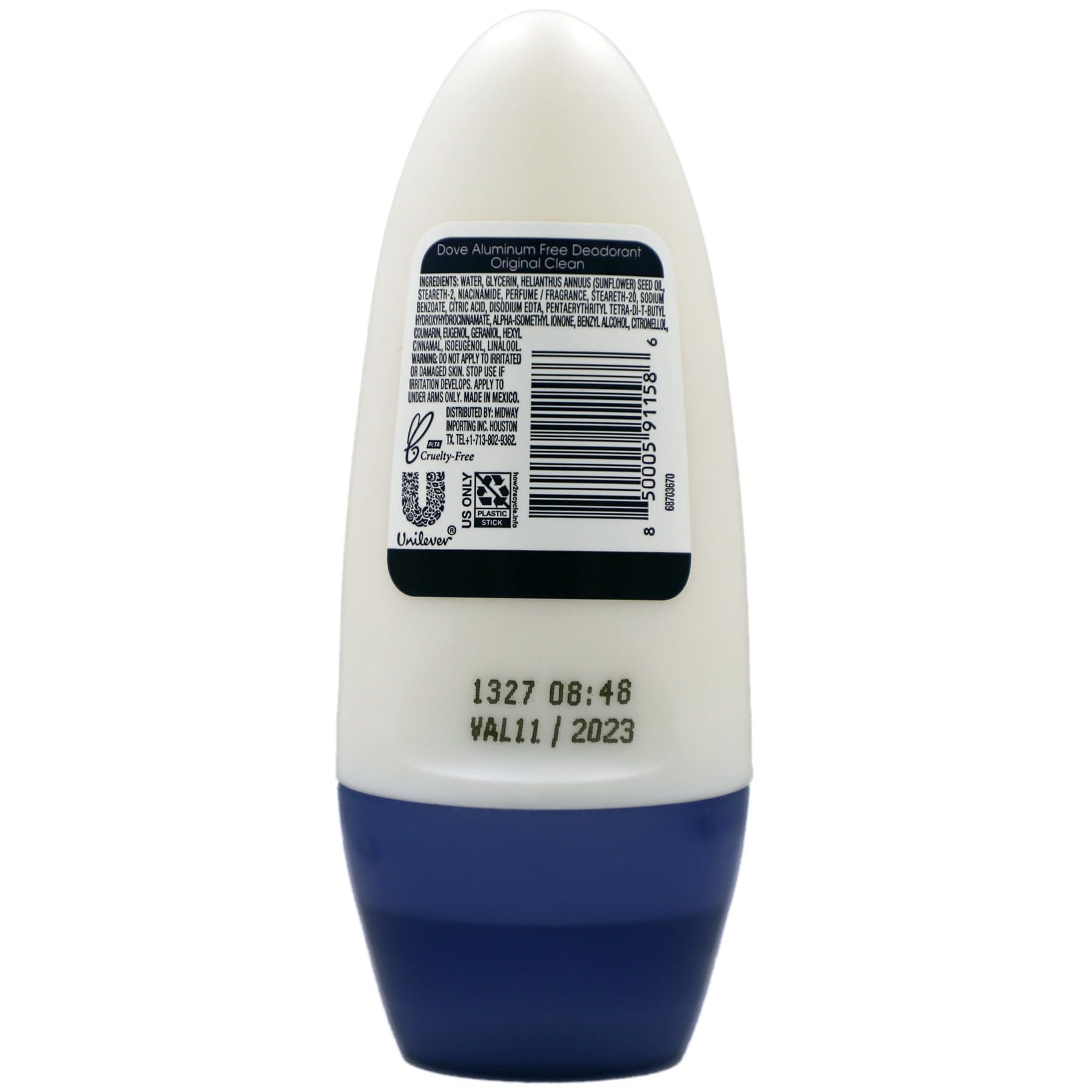 Dove Original Clean Roll On Deodorant, Aluminum Free, All Day Odor Protection, 4-Pack, 1.7 FL Oz Each, 4 Bottles - Image 4