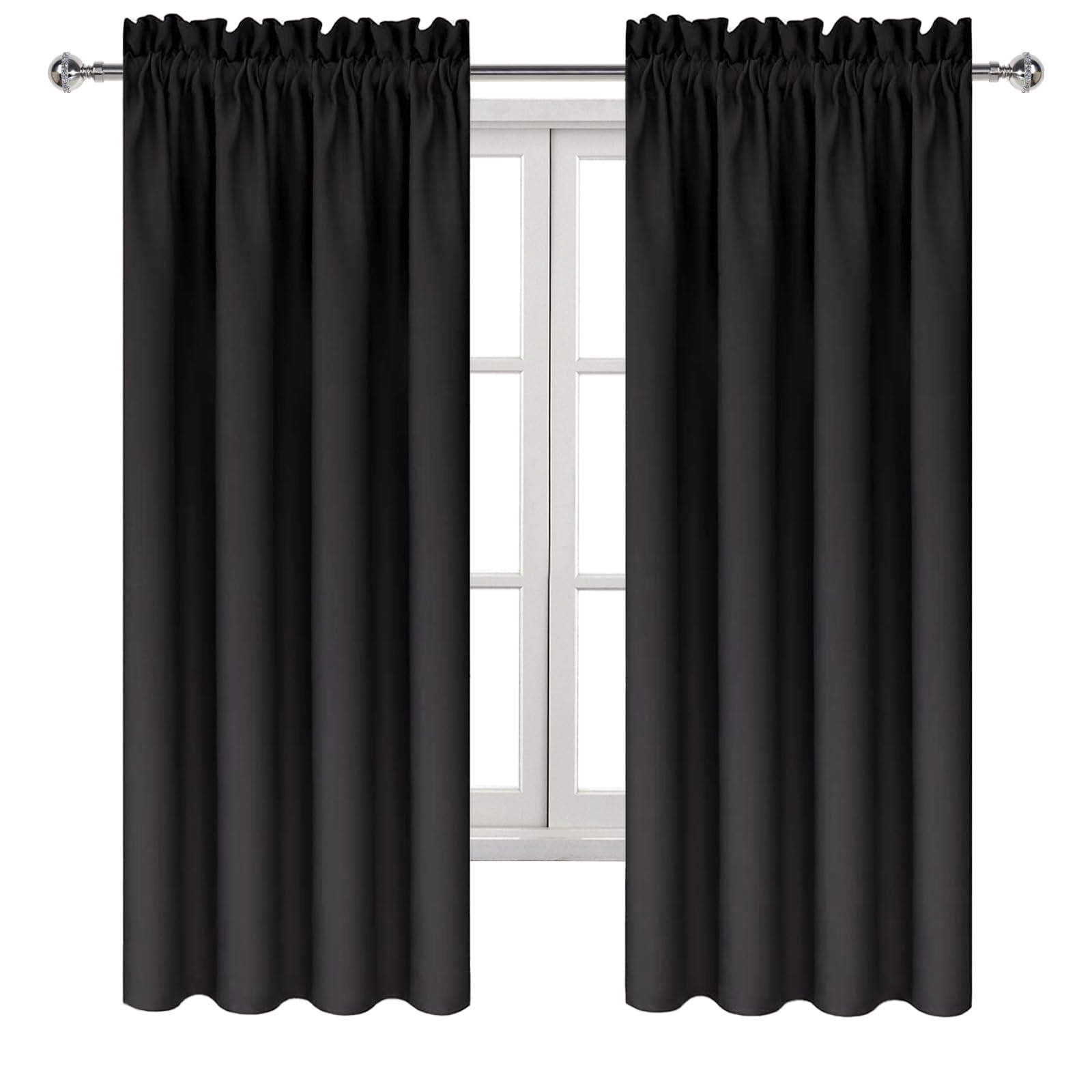 DWCN Blackout Curtains – Thermal Insulated, Energy Saving & Noise Reducing Bedroom and Living Room Curtains, Black, W 42x L 63 Inch, Set of 2 Rod Pocket Curtain Panels - Image 9