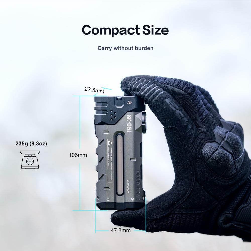 LOOP GEAR SK05 Pro Flat LED Flashlight with 8000mAh Power Bank, Sidelight Flashlight Combines Floodlight and Spotlight, 4360 High Lumens, Rechargeable, Magnetic Tail, IP68 Perfect for Camping, Outdoor - Image 7