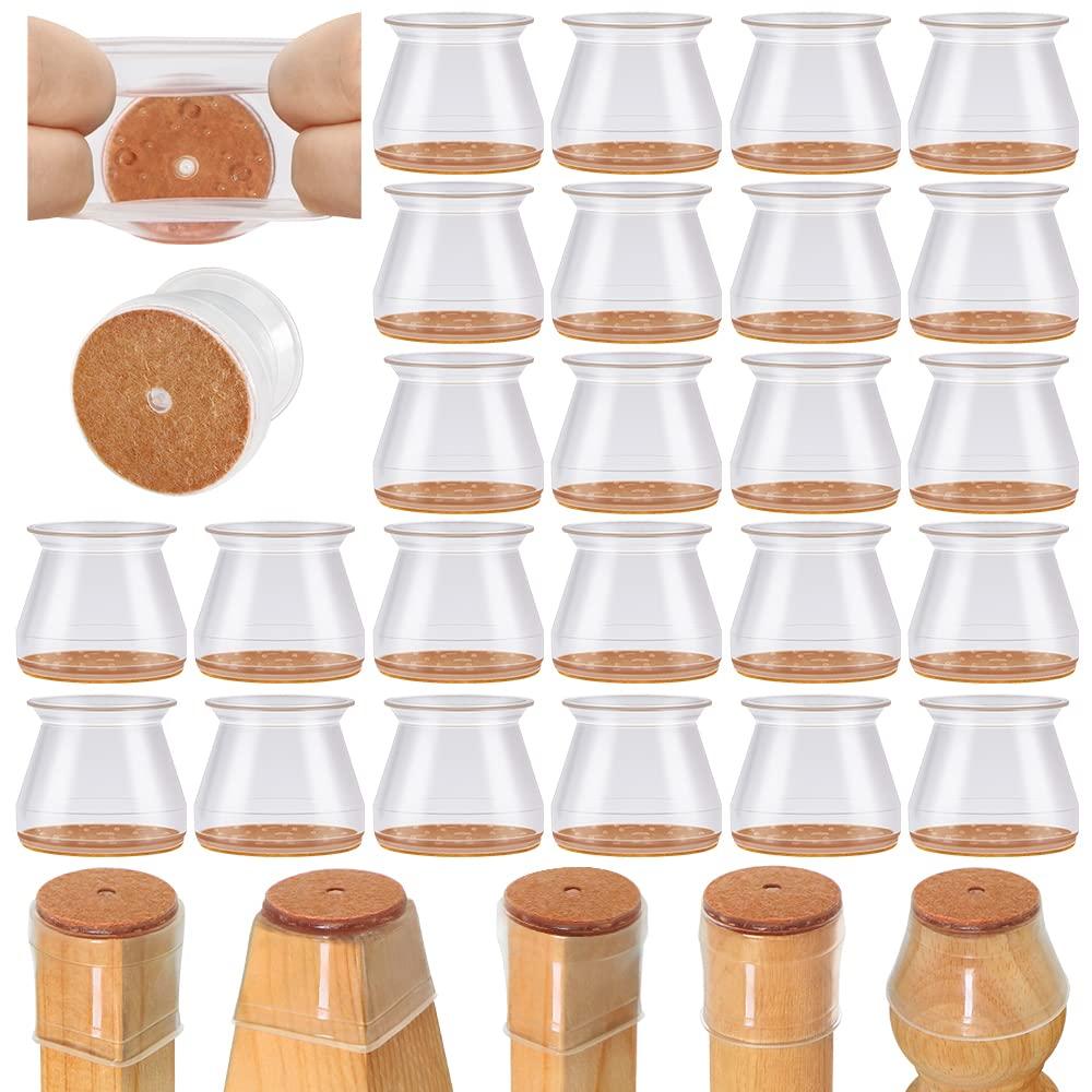 24 Pcs Chair Leg Floor Protectors for Hardwood Floors Silicone Covers to Protect Wood Tile Floors Felt Pads Furniture Leg Caps Non Slip Reduce Noise (Fit:1.3"-2") - Image 1