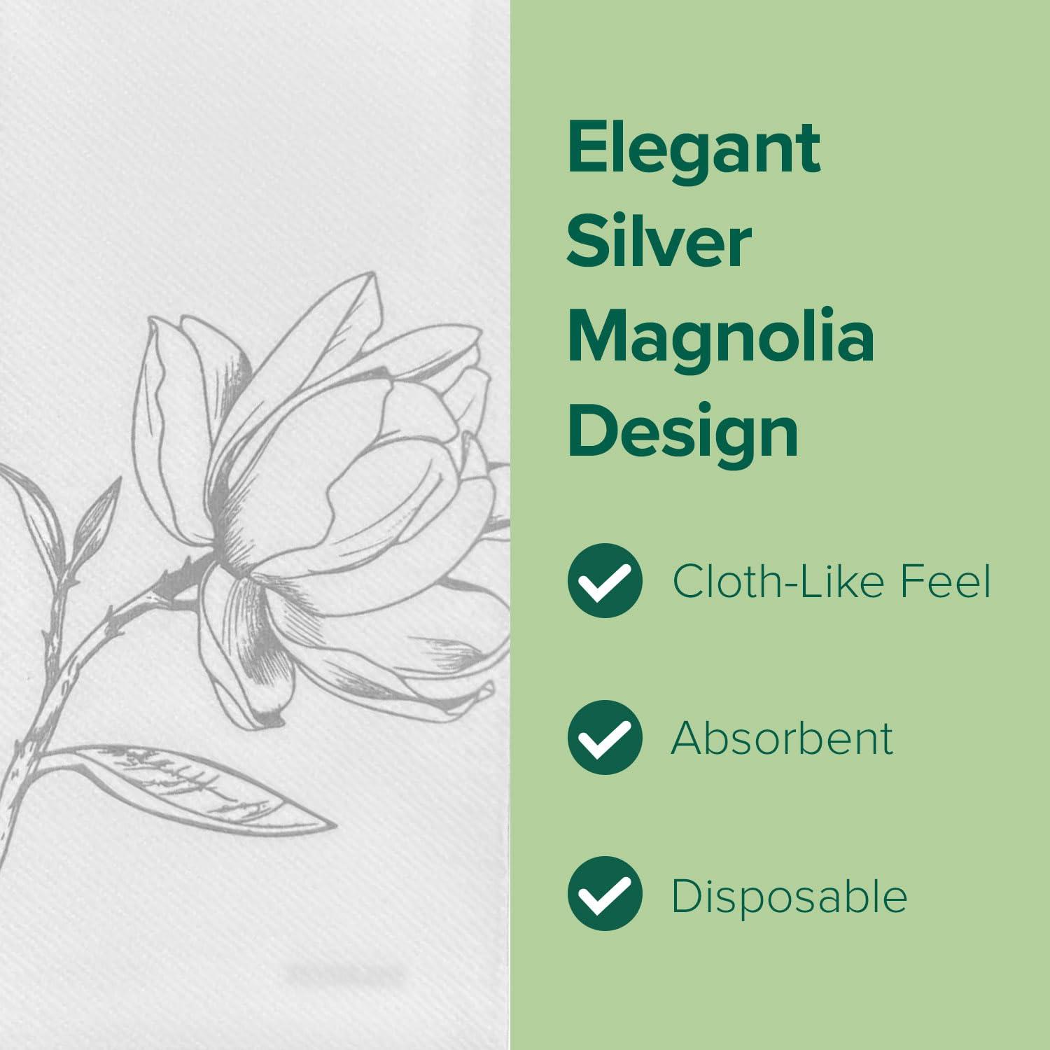SimuLinen Silver Magnolia Disposable Bathroom Guest Towels - Folded, Single-Use, Kosher Paper Towels, 12x17", 100ct (Made in USA) - Image 4