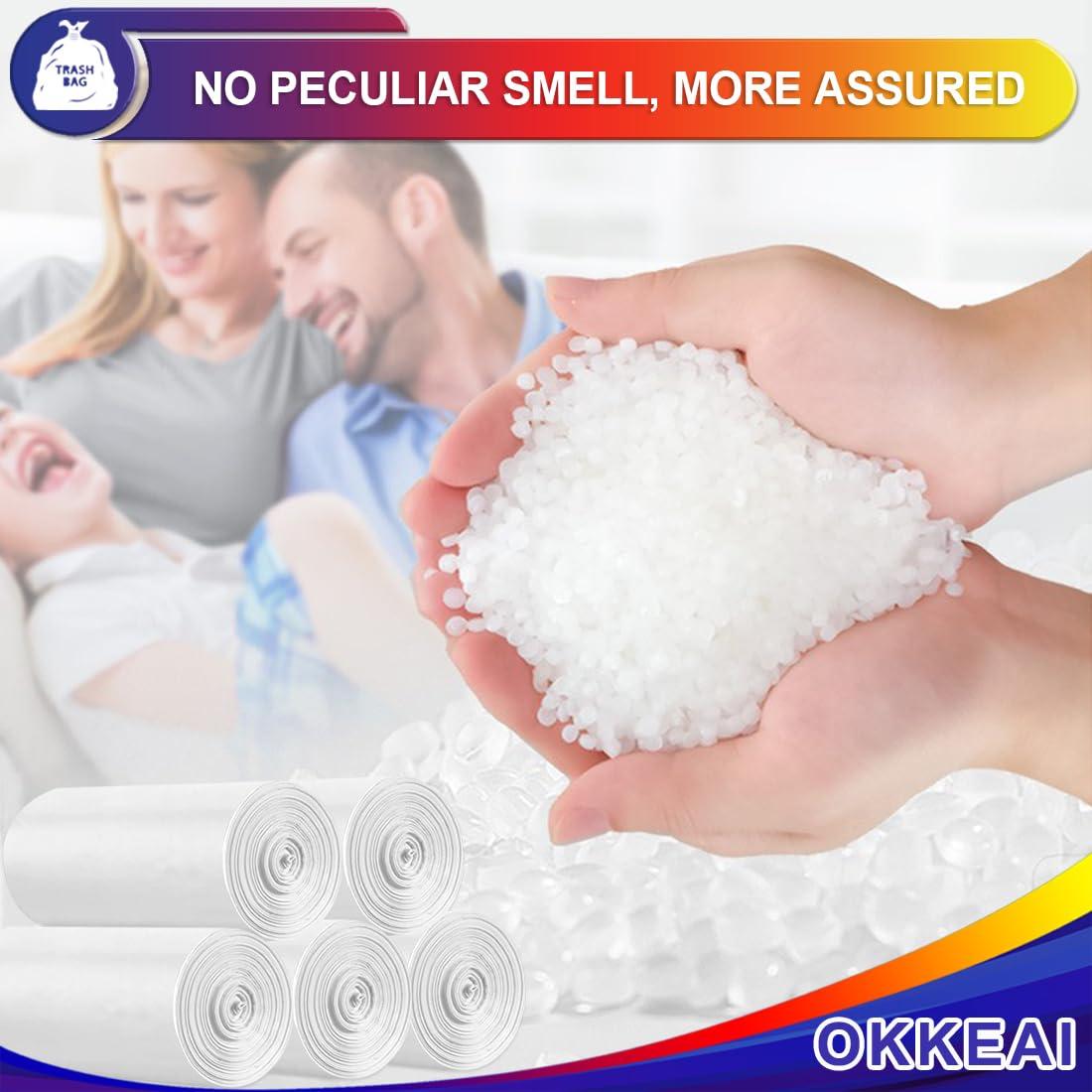 OKKEAI 8 Gallon Trash Bags 30L Garbage Bags Medium White Kitchen Trash Bags Wastebasket Liners for Bathroom,Home Office, Lawn,60 Count,Clear (Fits 7-10 Gallon Bins) - Image 3