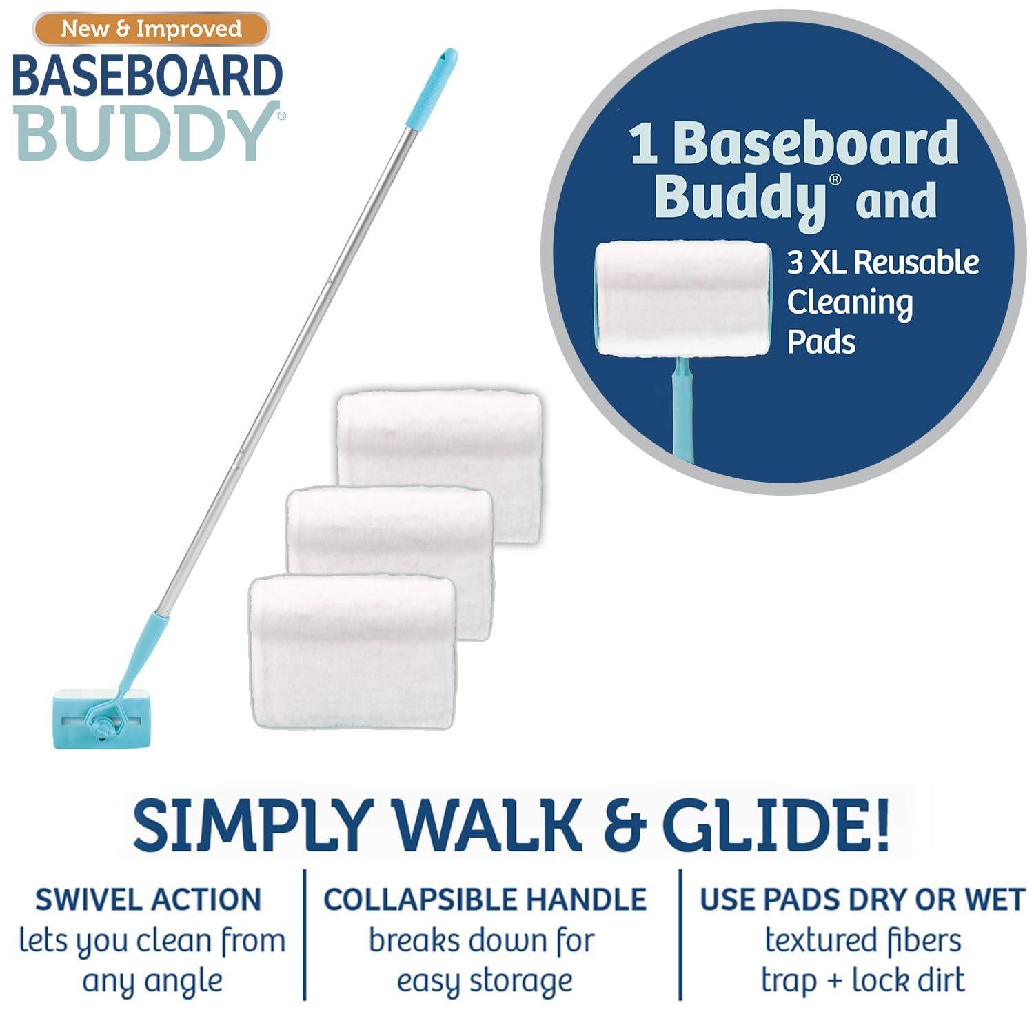 Baseboard Buddy – Baseboard & Molding Cleaning Tool! Includes 1 Baseboard Buddy and 3 Reusable Cleaning Pads, As Seen on TV - Image 2