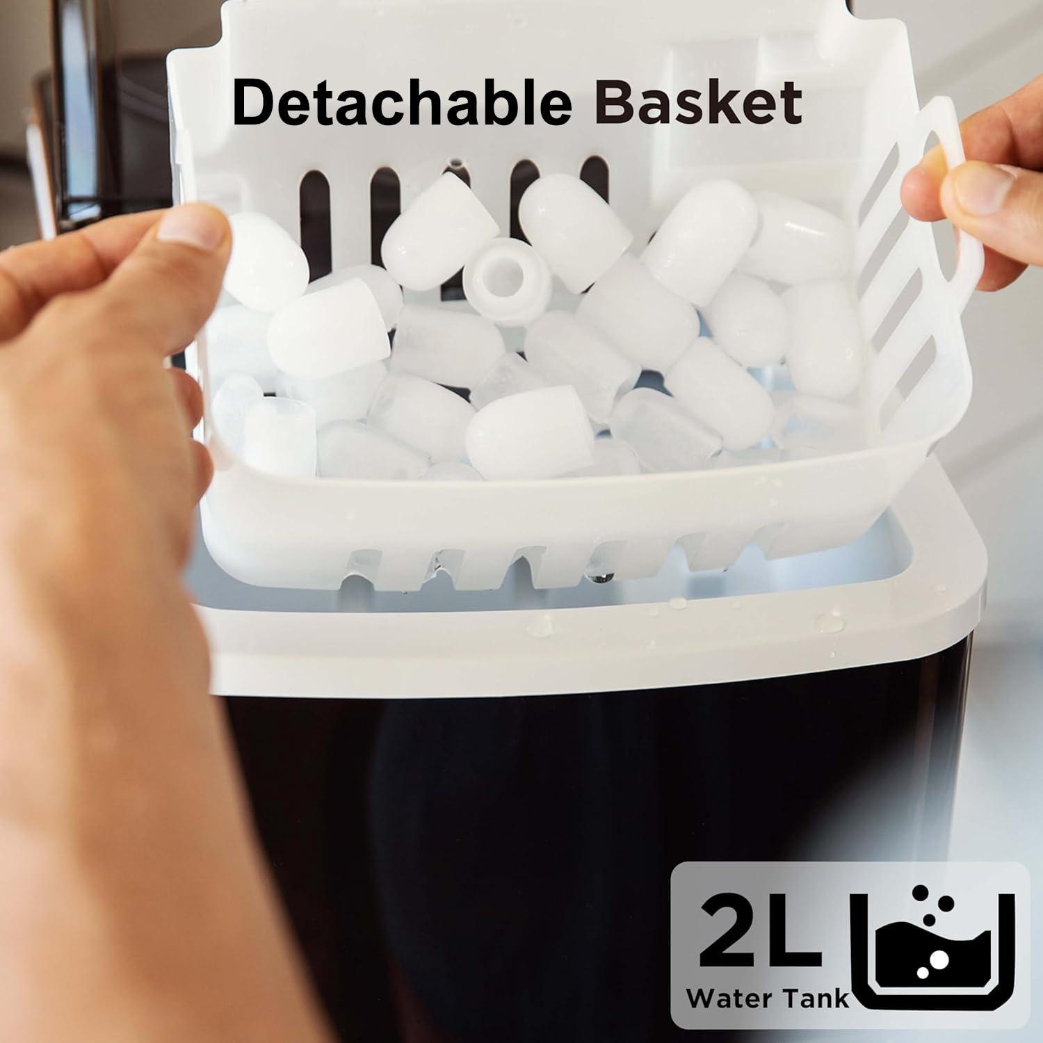 Silonn Countertop Ice Maker, Auto-Cleaning Portable Ice Machine with Ice Scoop and Basket, 26lbs in 24Hrs, 9 Ice Cubes Ready in 6 Mins, 2 Sizes of Bullet Ice for Home Party - Image 5