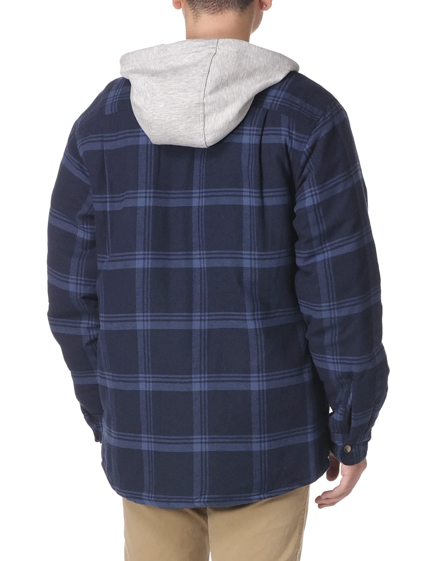 Wrangler Authentics Men's Long Sleeve Quilted Lined Flannel Shirt Jacket with Hood - Image 4