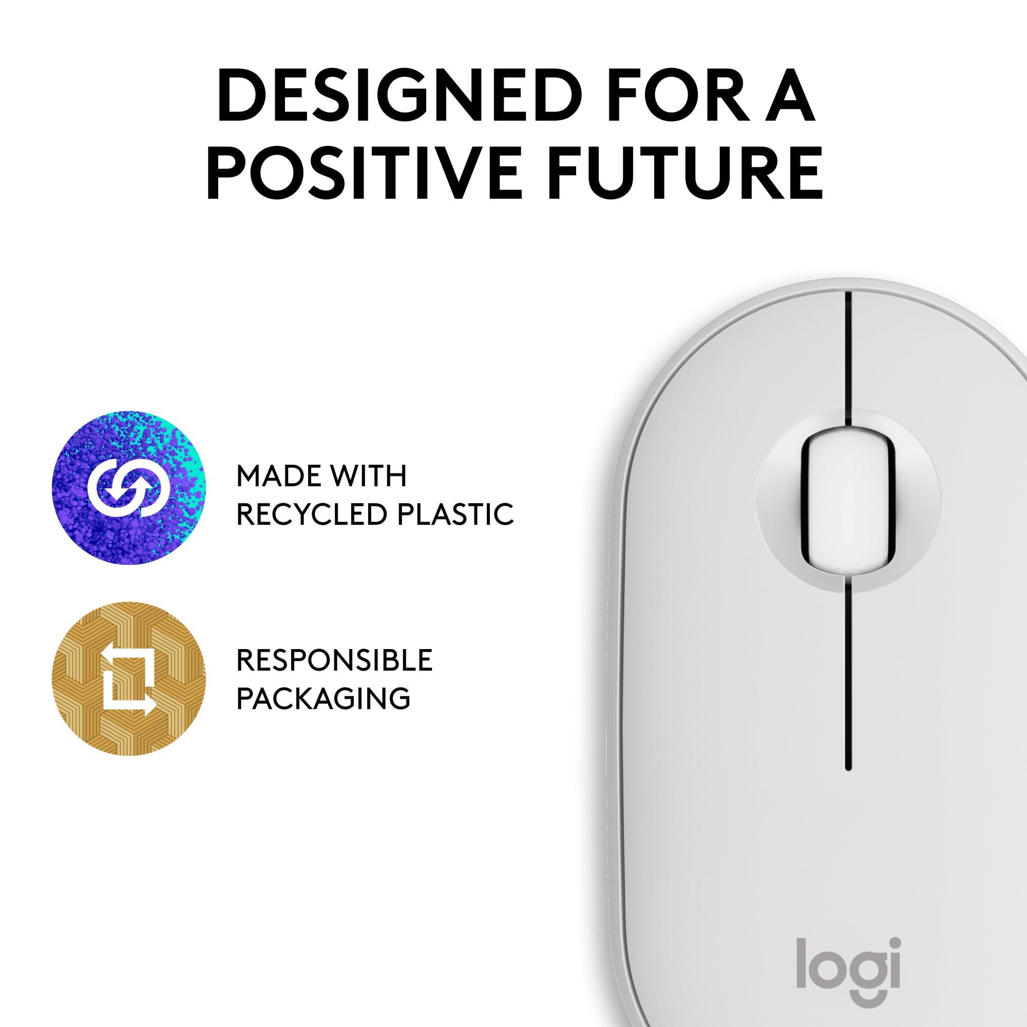 Logitech Pebble Mouse 2 M350s Slim Bluetooth Wireless Mouse, Portable, Lightweight, Customizable Button, Quiet Clicks, Easy-Switch for Windows, macOS, iPadOS, Android, Chrome OS - Tonal White - Image 10