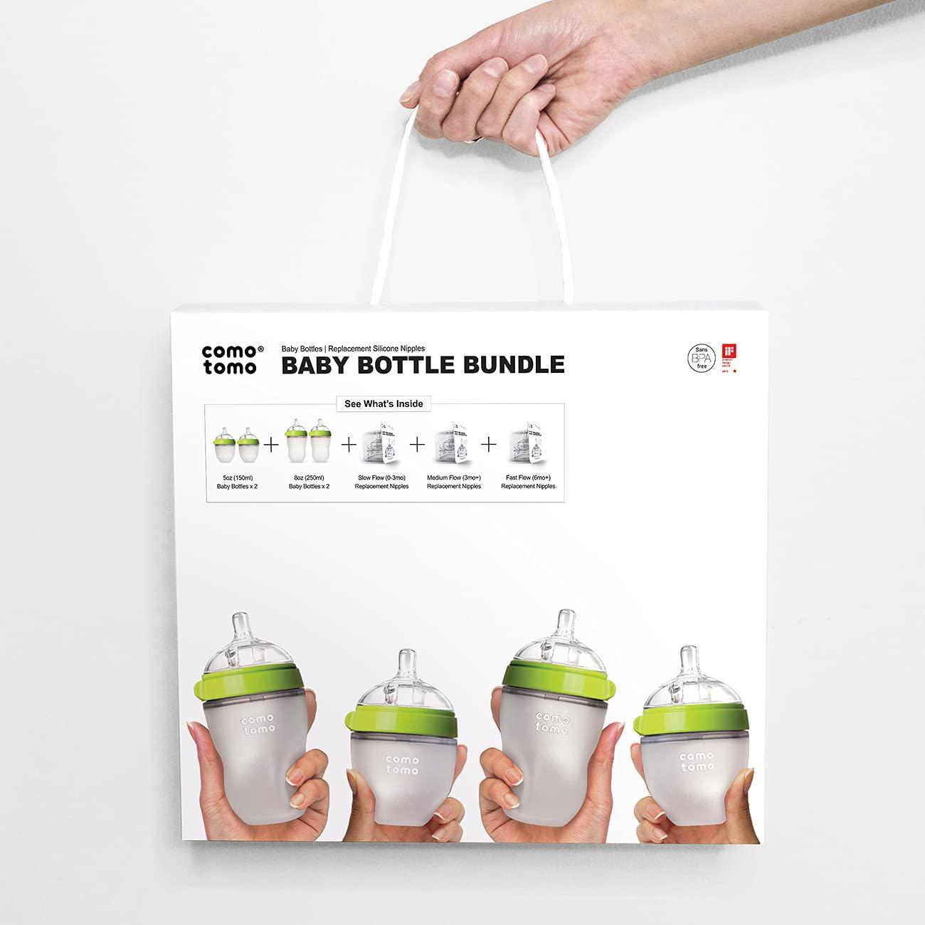 Comotomo Baby Bottle Bundle, Green, (7 Piece Set) - Image 6
