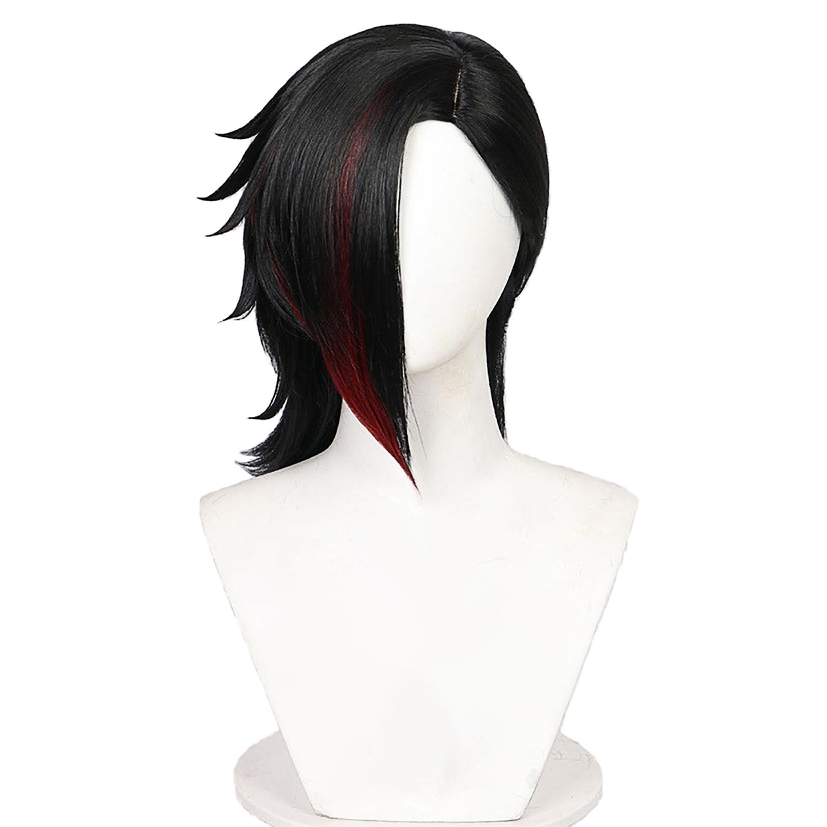 XiongXiongLe Vi Wig Cosplay Women Costume Anime Arcane‌ The Piltover Enforcer Black Mixed Red Short Straight Hairs Wigs for Adult Cos Party Halloween Christmas Comic(Violet)
