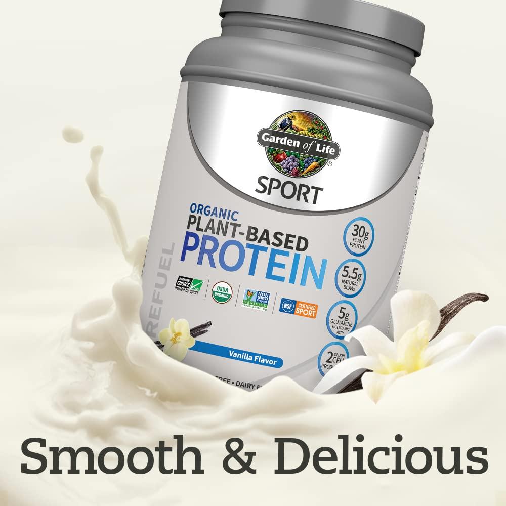 Organic Vegan Vanilla Protein Powder with Probiotics, BCAAs, 30g Plant Protein, NSF Certified, Gluten Free & Sport, Non GMO, Garden of Life Sport Protein Powder - 19 Servings - Image 8