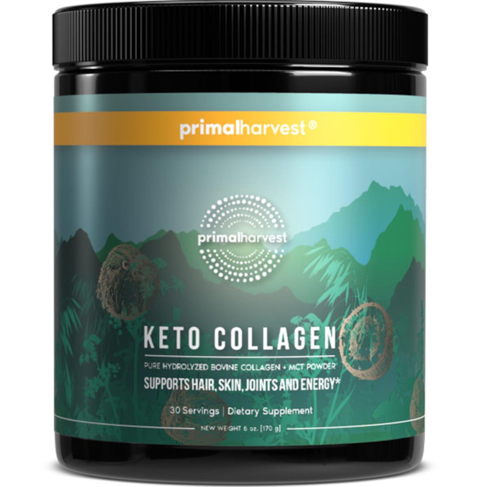 Primal Harvest Keto Collagen Powder w/MCT Oil Type I & III Collagen Peptides for Women and Men 30 Servings