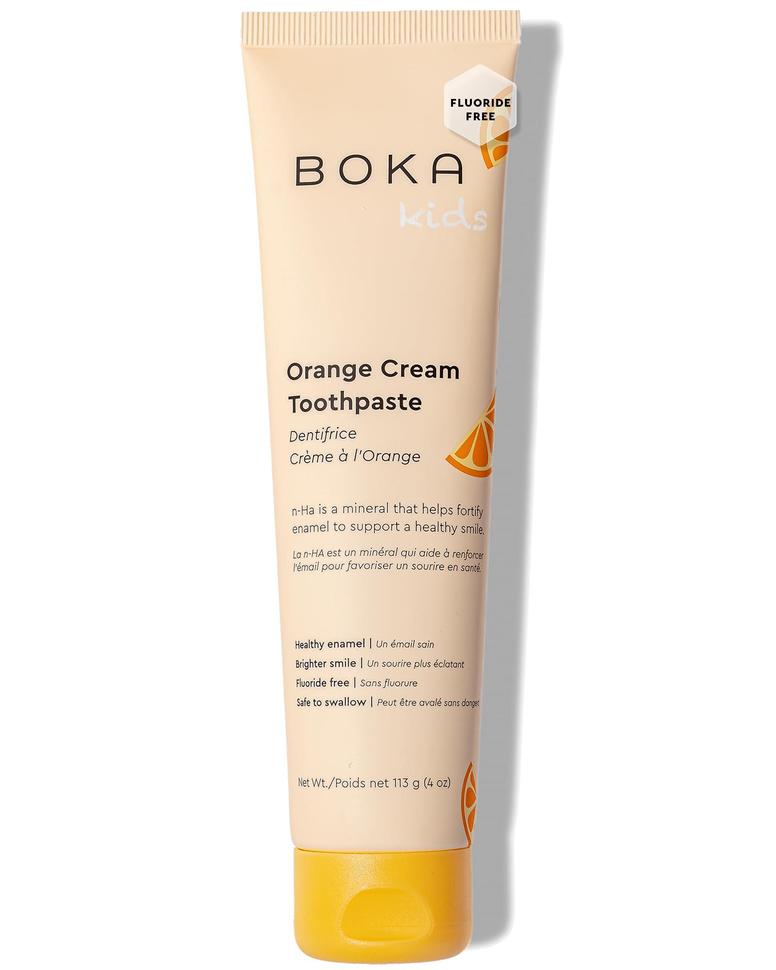 Boka Fluoride Free Toothpaste Nano Hydroxyapatite, Helps Remineralize, Appropriate for Sensitive Teeth, Whitening - for Adult, Kids Oral Care - Orange Cream Flavor, 4oz 1Pk - US Manufactured