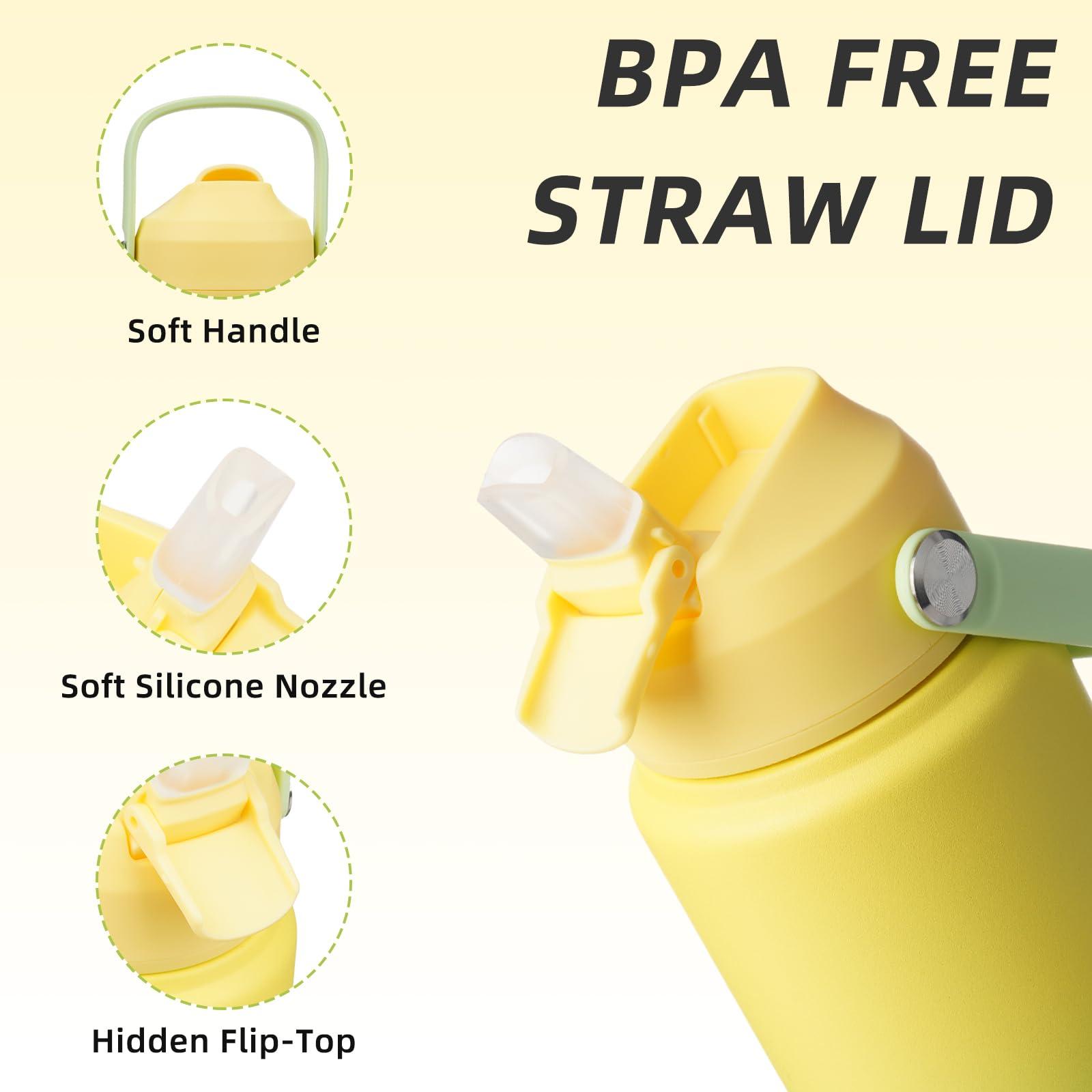 BJPKPK Water Bottle with Straw Lid, 24oz Vacuum Insulated Water Bottles, Metal Stainless Steel Thermos for Sports, Travel, BPA Free Leak Proof Thermos, Cups, Flasks, Tumblers,Fresh Green - Image 4