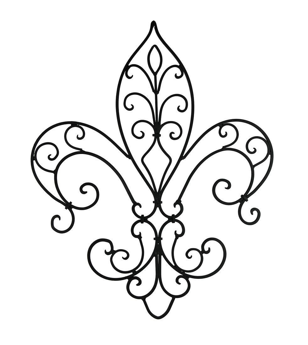 Wrought Iron Open Work Fleur de Lis Wall Hanging