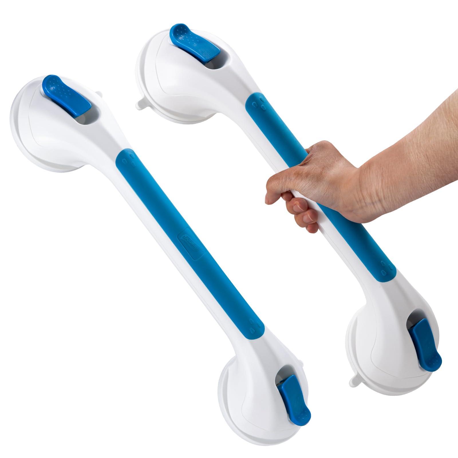 TAILI Shower Grab Bar Set, 16 Inch Suction Cup Grab Bars for Bathroom, Removable Shower Safety Handle Heavy Duty Bathtub Grip, Grey & Blue - Image 4