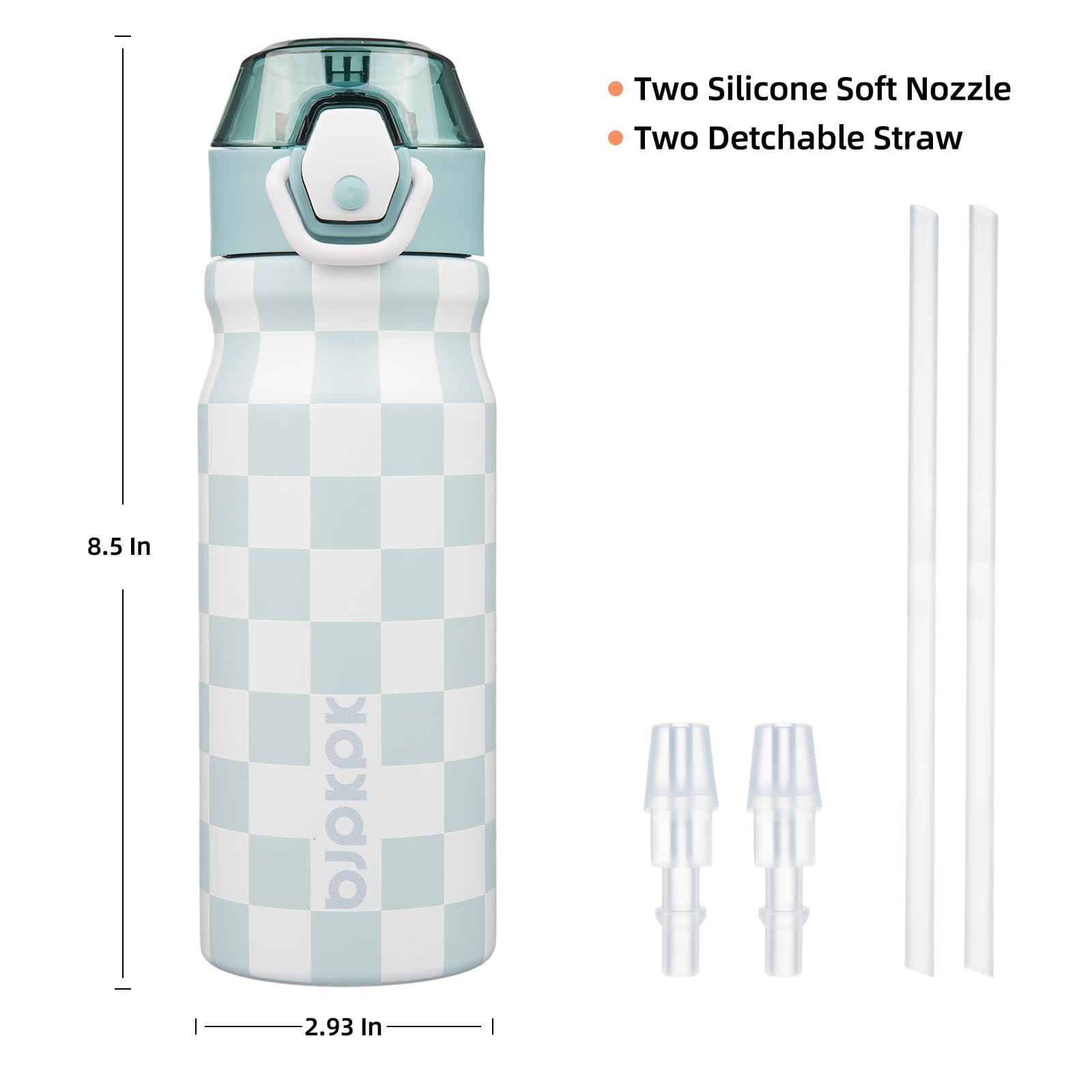 BJPKPK Stainless Steel Insulated Water Bottle With Straw Lid 18oz Reusable Metal Thermos Bottles Keep Cold And Hot,Plaid - Image 3