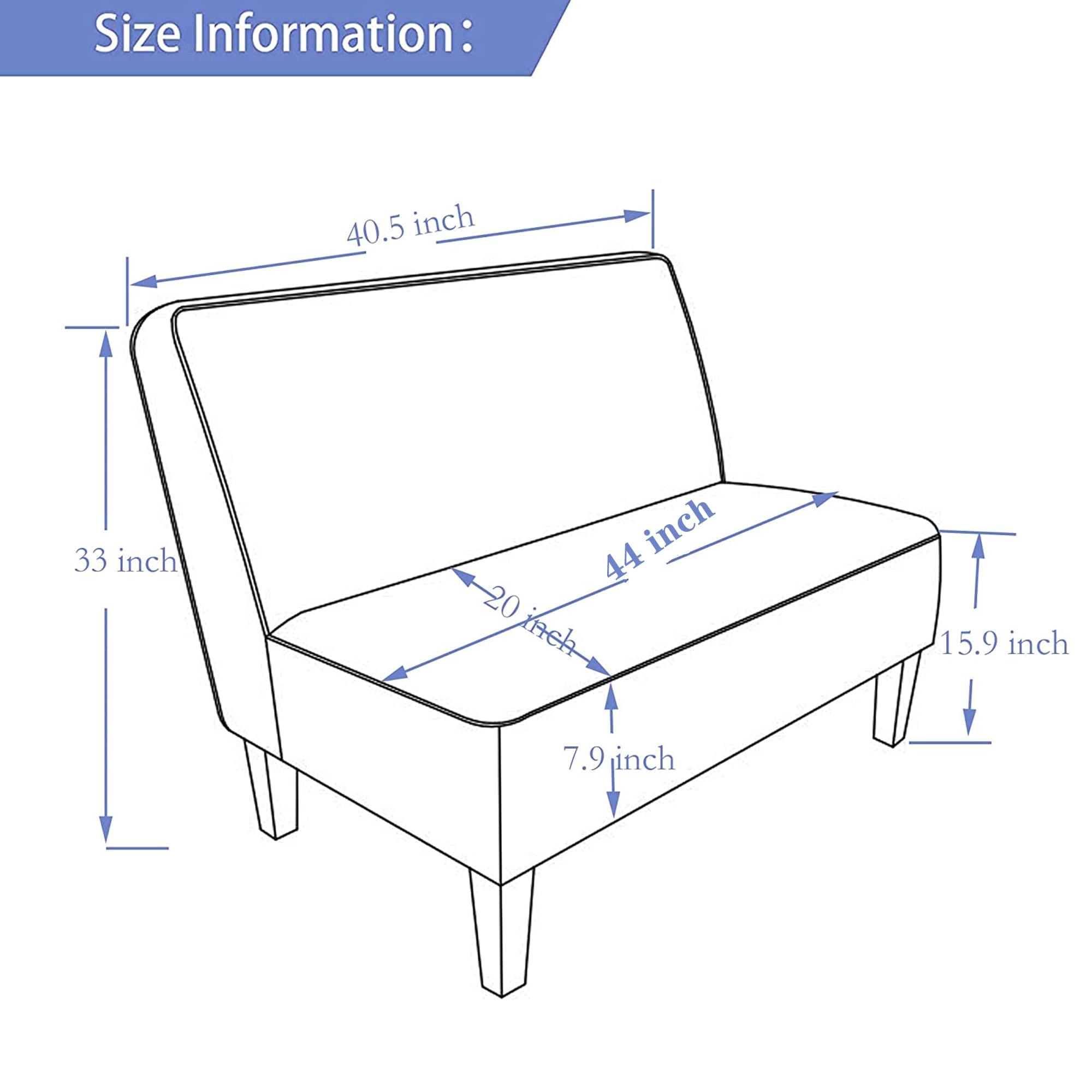 Changjie Furniture Small Loveseat Sofa Couch Upholstered Small Love seat Mini Sofa Couch for Bedroom Living Room (Blue) - Image 2